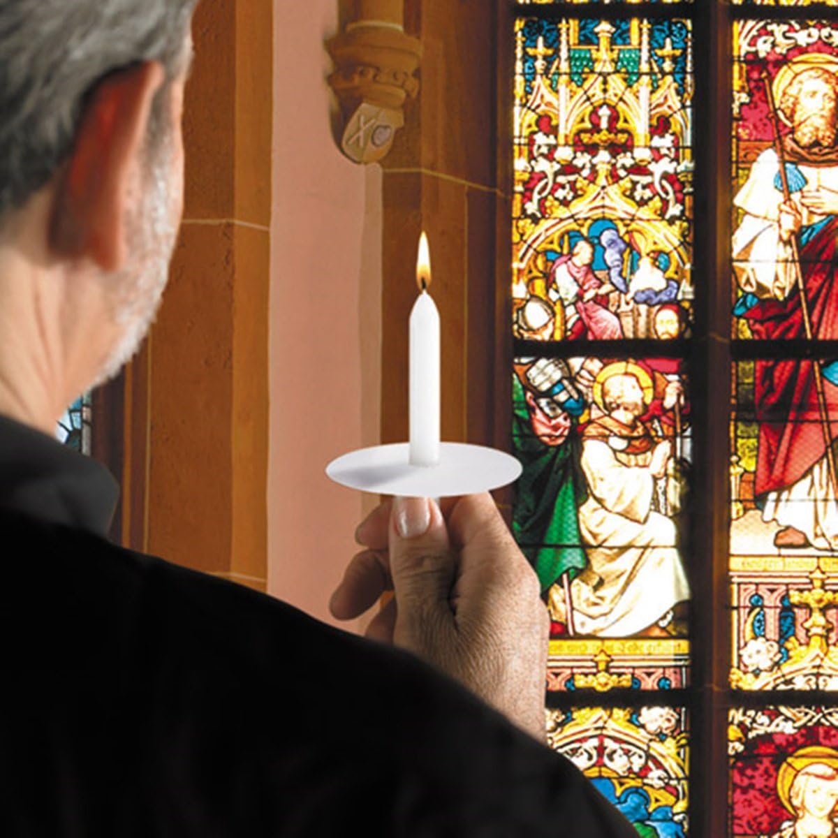 Ceremonia de Servicio de la Iglesia Vigilia Devocional sin perfume 12 x 4 14″ Vela blanca con protector de goteo  50 por caja