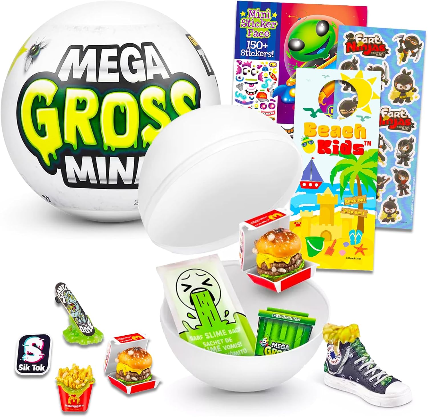 Zuru 5 Surprise Mini Brands Mega Gross Minis Mystery Set  Surprise, mini juguetes asquerosos, paquete misterioso con calcomanías y más (juguetes