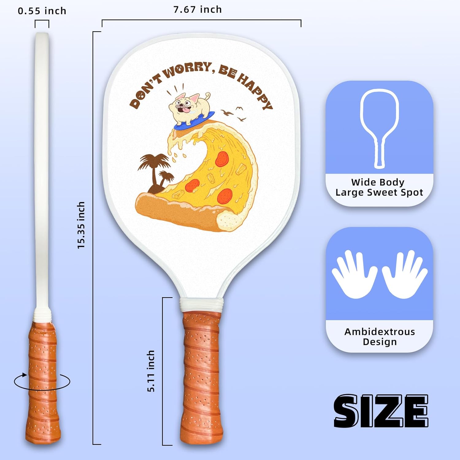 Xenia’s Gifts Raqueta de pickleball con agarre antideslizante de diseño ergonómico, aprobada por USAPA, ideal para principiantes, profesionales y
