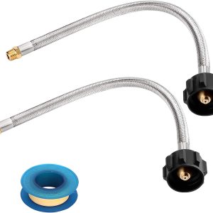 WADEO Manguera trenzada de acero inoxidable de 15 pulgadas con conexión tipo 1 Acme x 14 macho NPT para barbacoa, RV y campamento o para cocinar al WADEO Manguera trenzada de acero inoxidable de 15 pulgadas con conexión tipo 1 Acme x 14 macho NPT para barbacoa, RV y campamento o para cocinar al