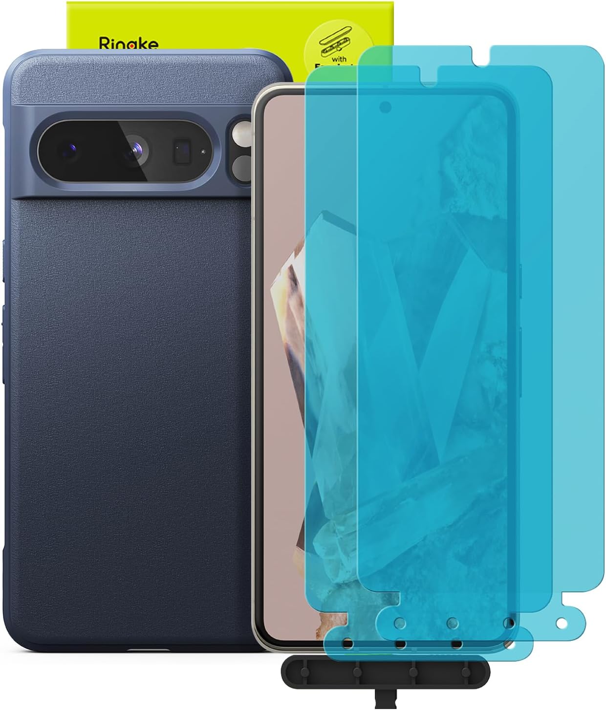 Ringke Onyx – Funda compatible con Google Pixel 8 Navy + Glass compatible con Google Pixel 8