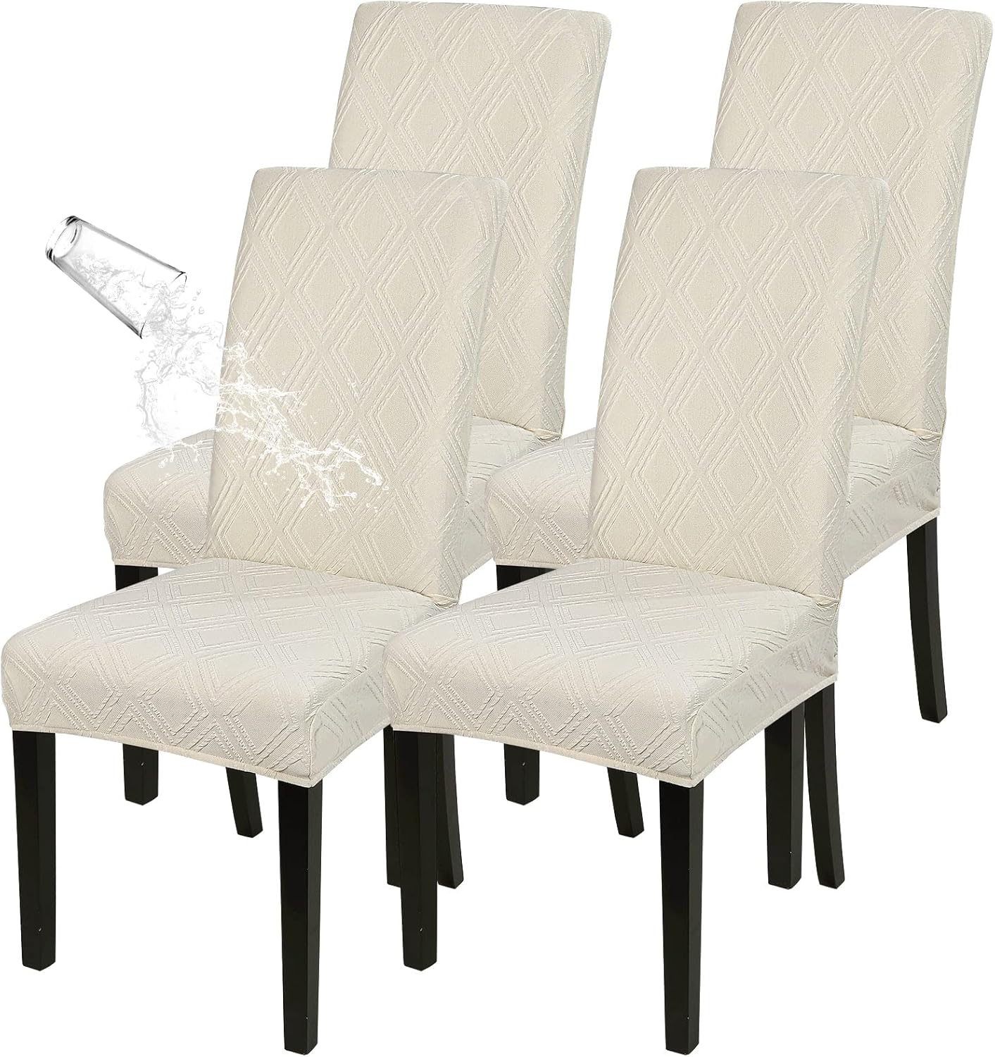 SearchI Juego de 4 fundas impermeables para sillas de comedor, fundas elásticas para sillas Parsons extraíbles, lavables, fundas protectoras para