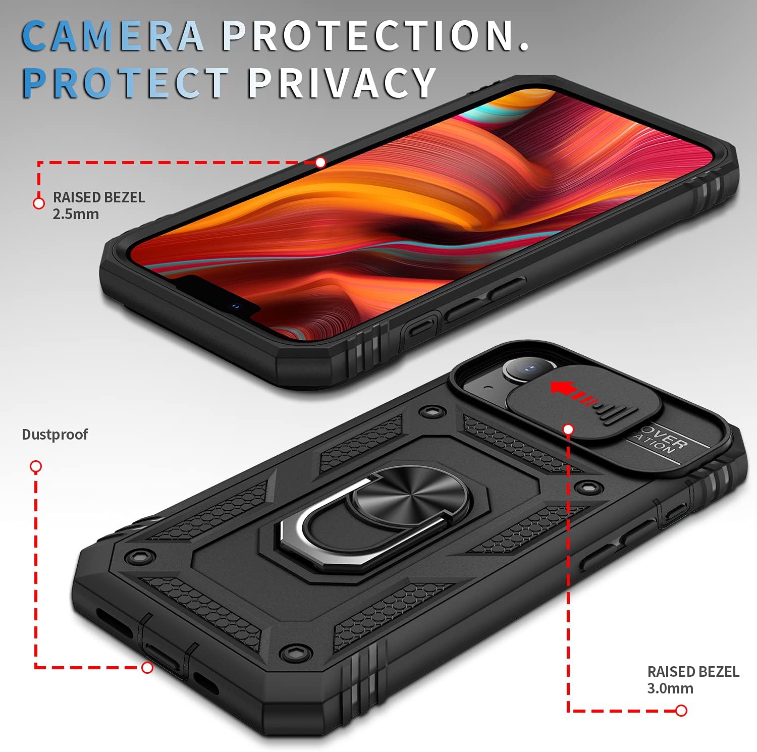 DAWEIXEAU Funda para iPhone 13 Mini, a prueba de golpes, resistente a los impactos con lente deslizante Funda protectora para iPhone 13 Mini (5.4
