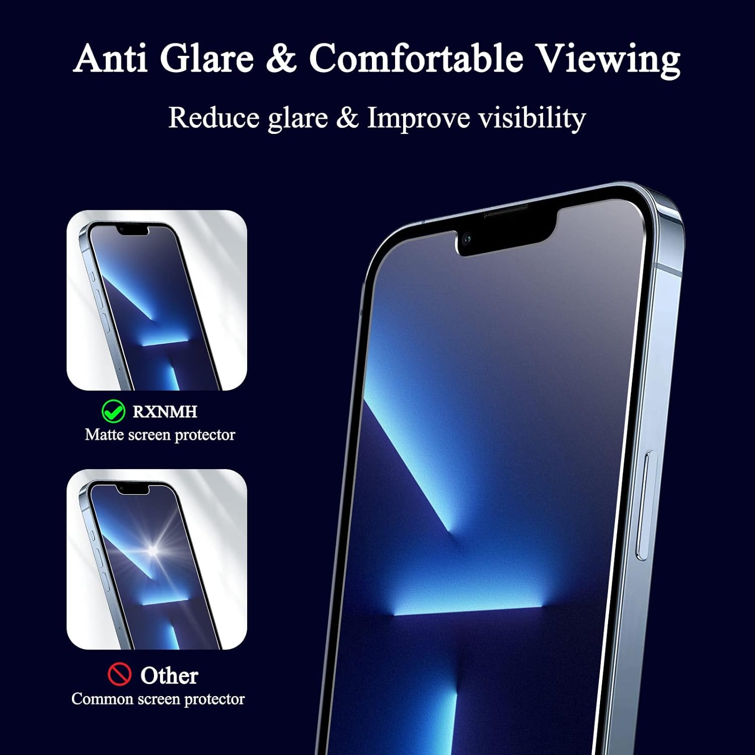 Paquete de 2+3 Protector de pantalla mate para iPhone 13 Pro, paquete de 2 antihuellas dactilares y antirreflejos, acabado mate, cobertura completa,