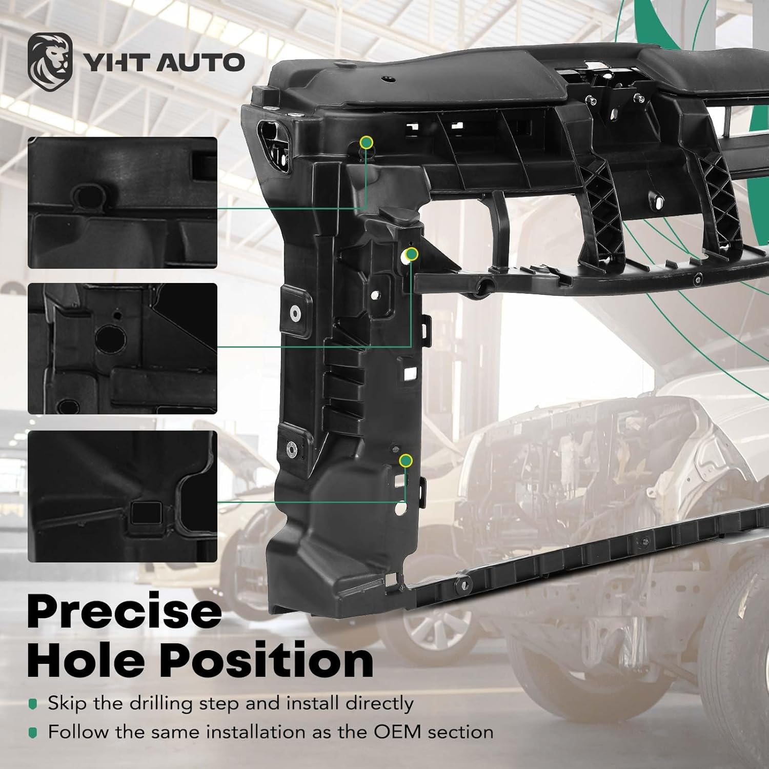 YHTAUTO Repuesto del conjunto de soporte del radiador para Volkswagen Beetle 2012-2019, solo hatchback, soporte del núcleo del radiador, repuesto