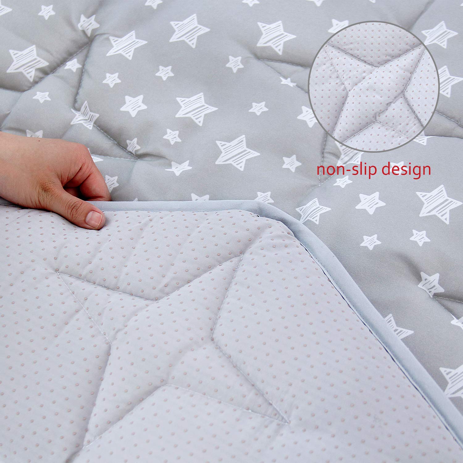 Tapete hexagonal compatible con corralito Bend River Baby Playpen, tapete hexagonal para corralito, antideslizante y acolchado, gris con estampado