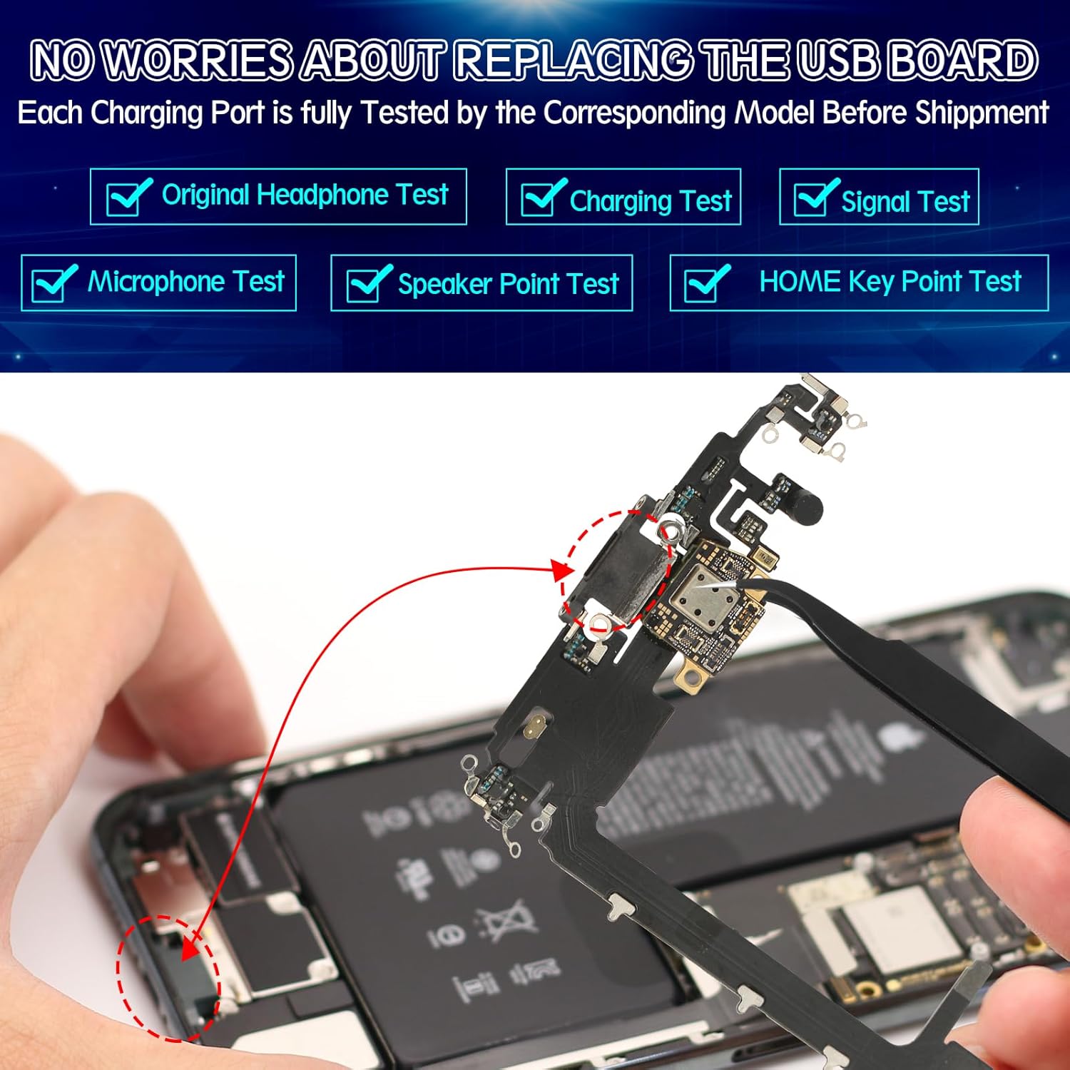 Reemplazo para iPhone 11 Pro Max Puerto de carga Dock Conector para iPhone 11 Pro Max Puerto de carga Reemplazo USB Cargador Junta Flex Cable