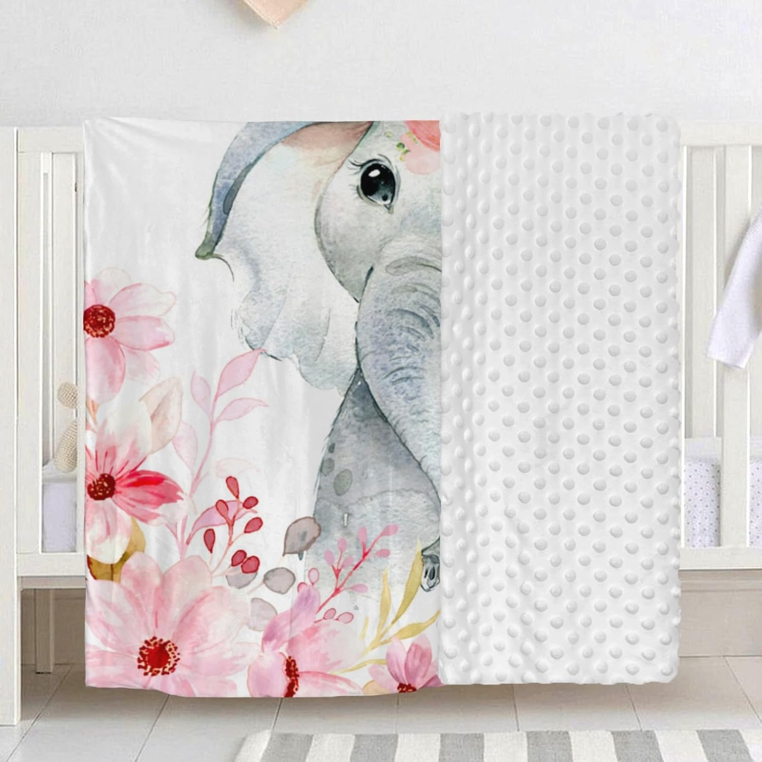 Manta personalizada con nombre, lindos diseños de elefantes Minky de felpa, manta personalizada para recién nacidos con nombre, el mejor regalo para