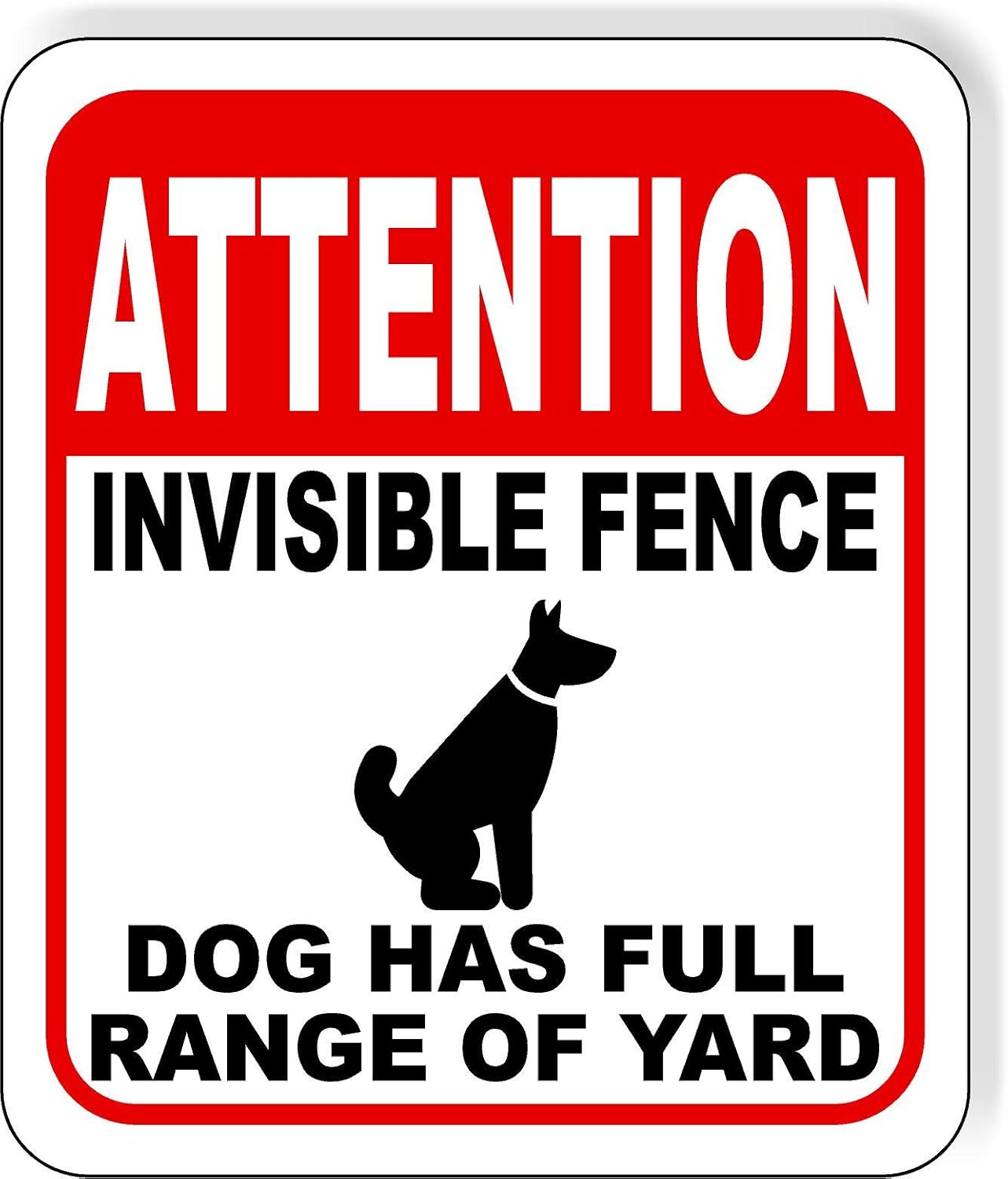 Letrero de valla invisible para perros  Dog Has Full Range of Yard, letreros de advertencia para el hogar, decoración de casa de perro, letrero de