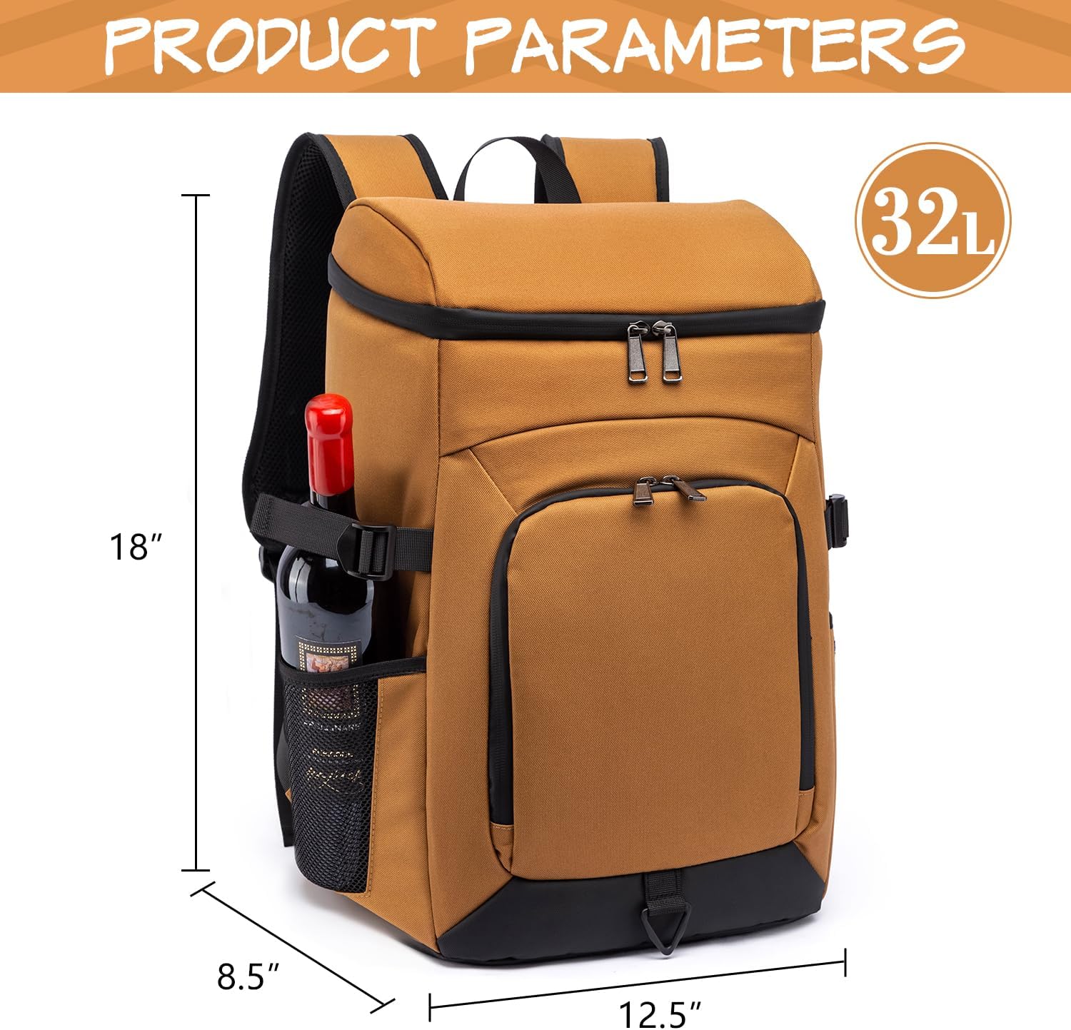 Laripwit Mochila térmica para 5440 latas, aislada, a prueba de fugas, mochila grande de almuerzo de doble cubierta para hombres y mujeres, bolsa