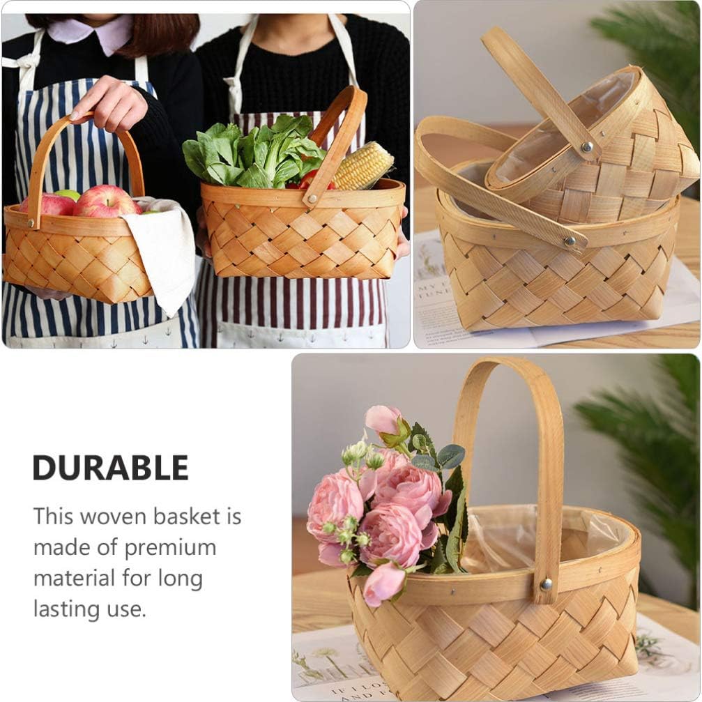 BESTOYARD Cesta de mimbre de ratán para Pascua, cestas de madera con asas para decoración de Pascua, otoño, picnic, jardinería, fiestas, bodas,