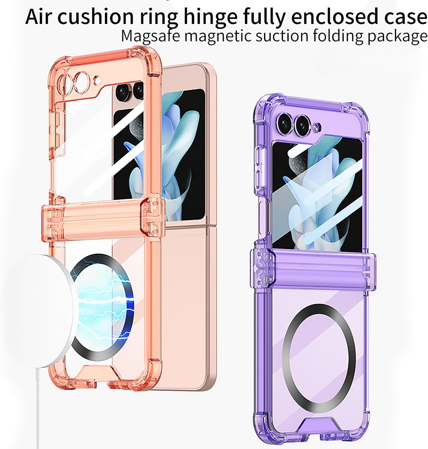 Funda magnética integrada con protector de pantalla para Samsung Galaxy Z Flip 5 4, compatible con MagSafe, protección de bisagra completa, cubierta