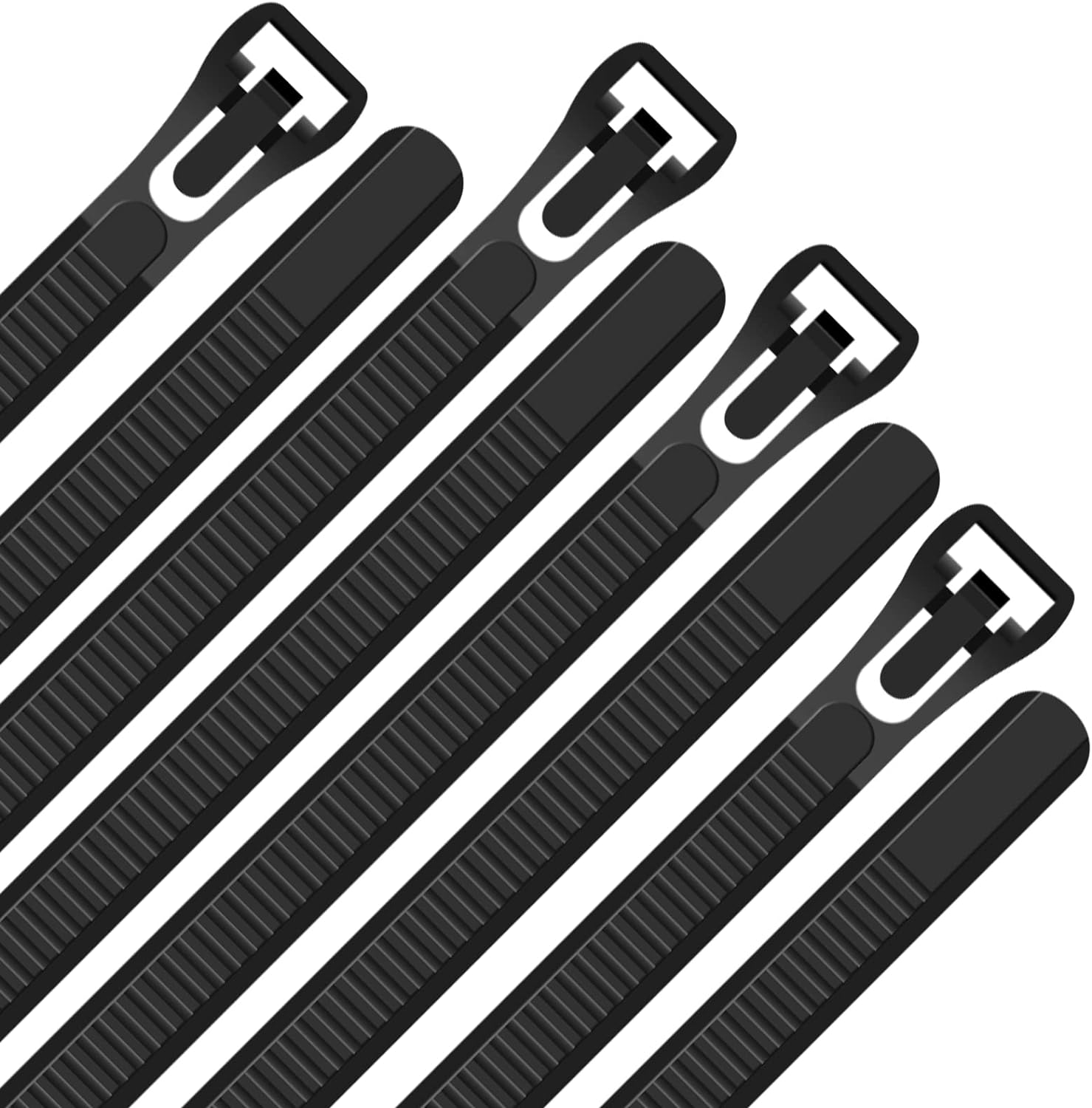 100 unidades reutilizables de 18 pulgadas resistentes con cremallera industrial, bridas negras liberables, envoltura fuerte ajustable de 120 libras,