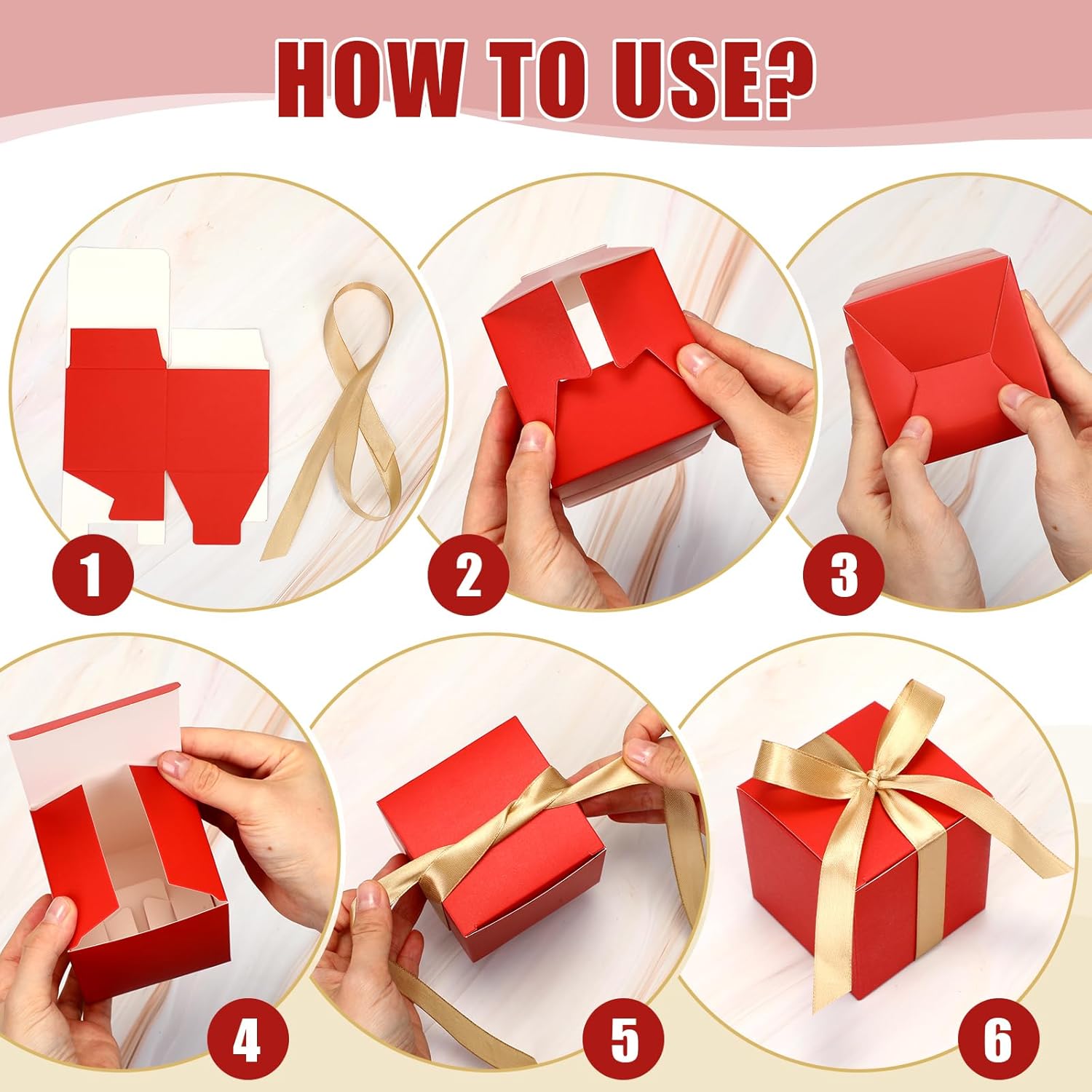 Jutom 100 mini cajas de regalo extra pequeñas para dulces, cajas de regalo de papel con cinta, mini cajas de envoltura para graduación, fiesta de