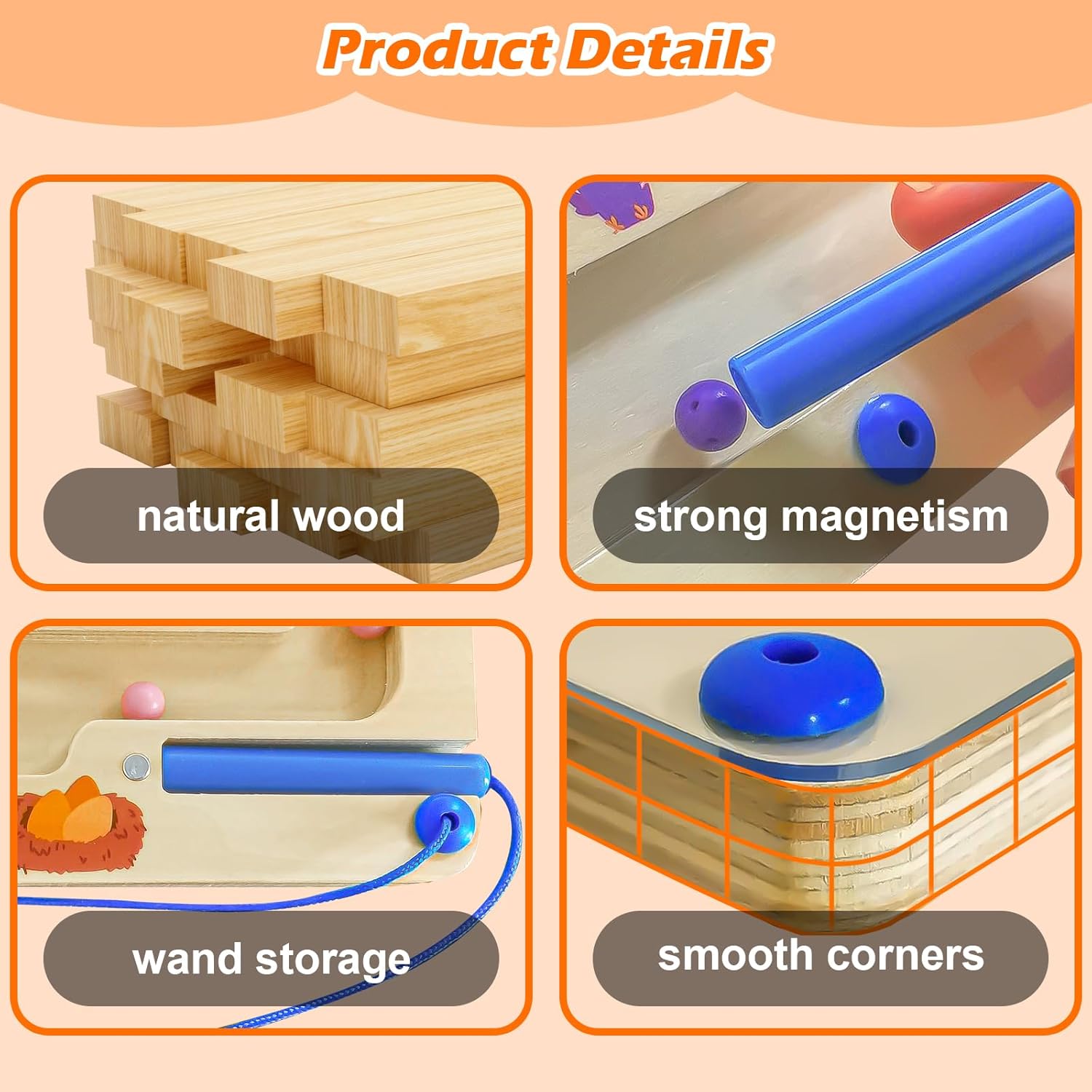 Btolin Laberinto magnético de color y número, rompecabezas de madera magnético, juguetes Montessori para niños pequeños, divertido juego de