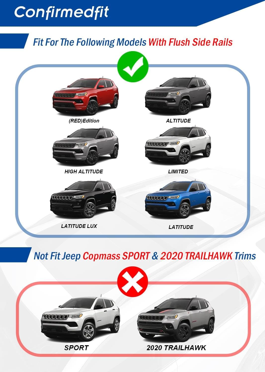 Barras transversales resistentes de 220 libras aptas para Jeep Compass 2017-2024  Portaequipajes de techo para kayak, snowboard, tabla de surf,