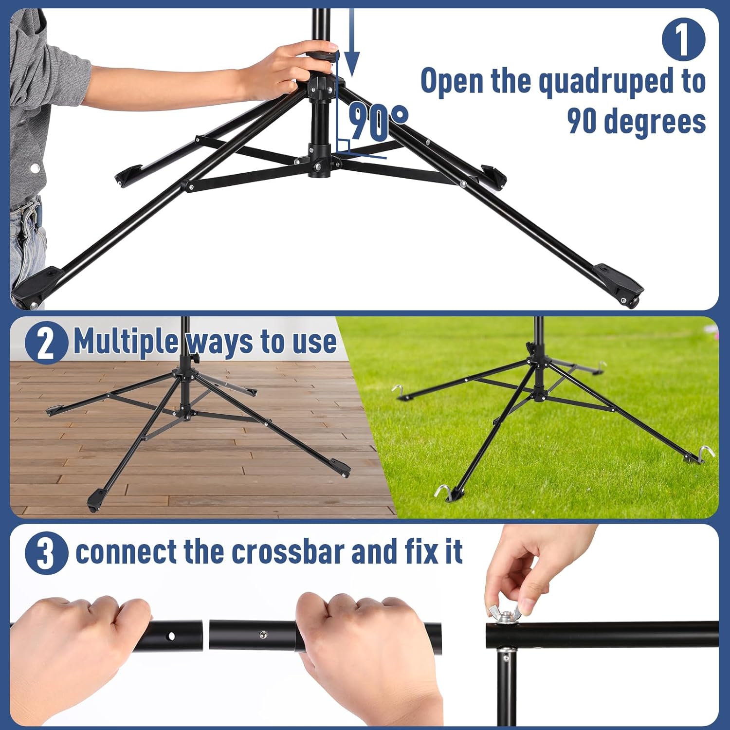 Soporte de fondo de cuatro patas de 6.5 x 10 pies, soporte de fondo de fotos de IFKDNR para fiestas, kit de soporte ajustable con 4 barras
