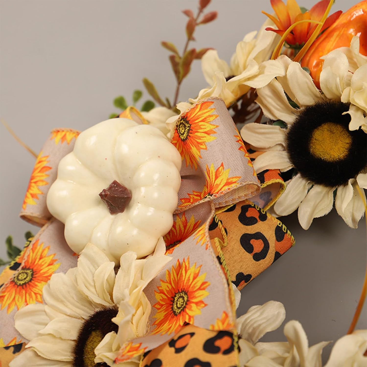 Corona de puerta de Halloween, guirnalda de hojas de arce, corona de otoño e invierno para Navidad, Acción de Gracias, adornos decorativos para el
