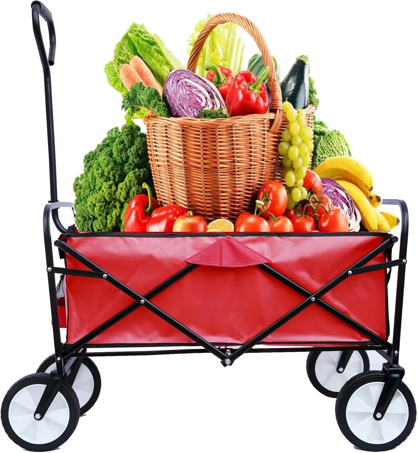Carrito de mano portátil plegable resistente, carro utilitario plegable para exteriores, carrito de carrito para jardín, camping, carrito de