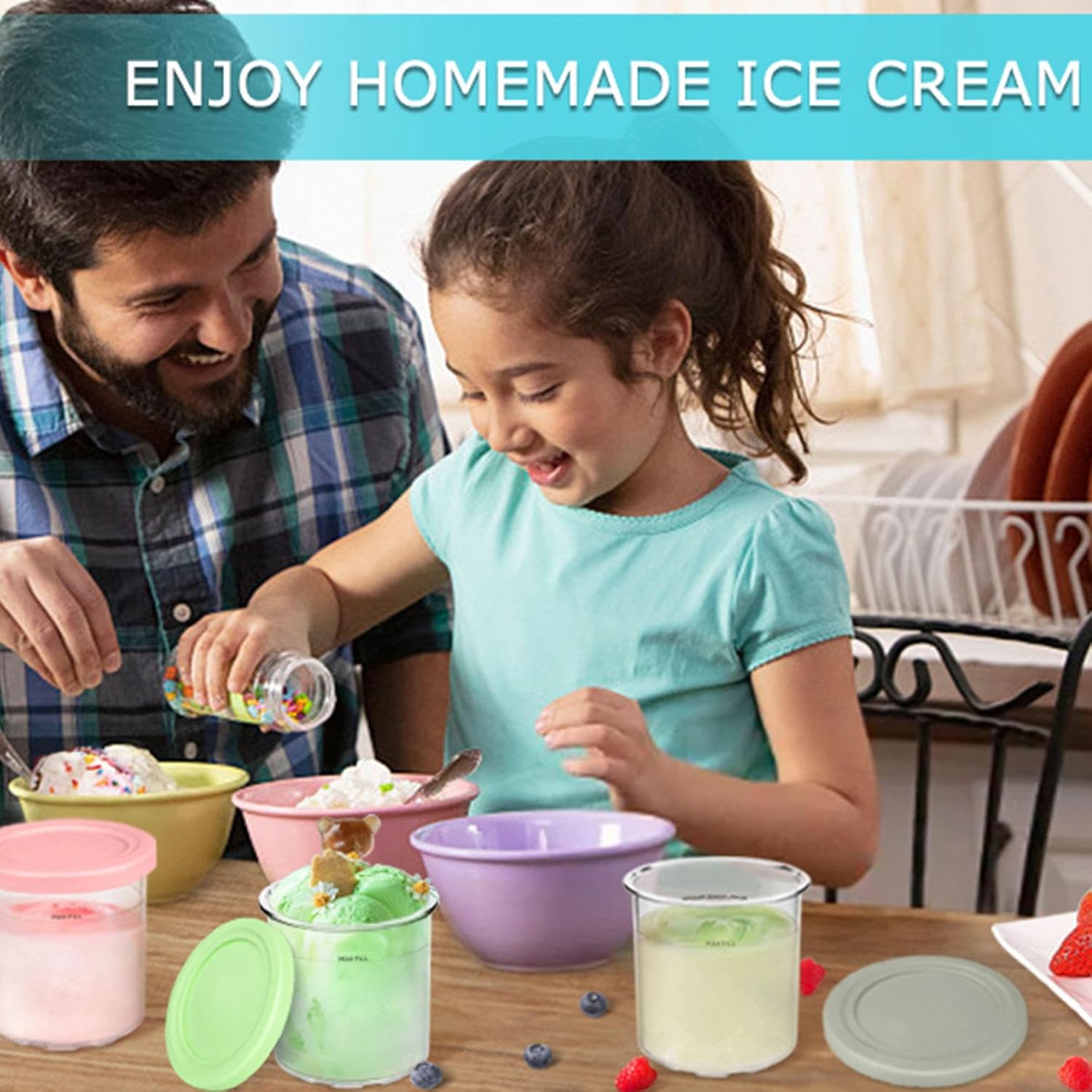 246 recipientes de pintas de creami, para creami Ninja Ice Cream Deluxe, 16 onzas Creami Deluxe seguro y a prueba de fugas, compatible con máquina
