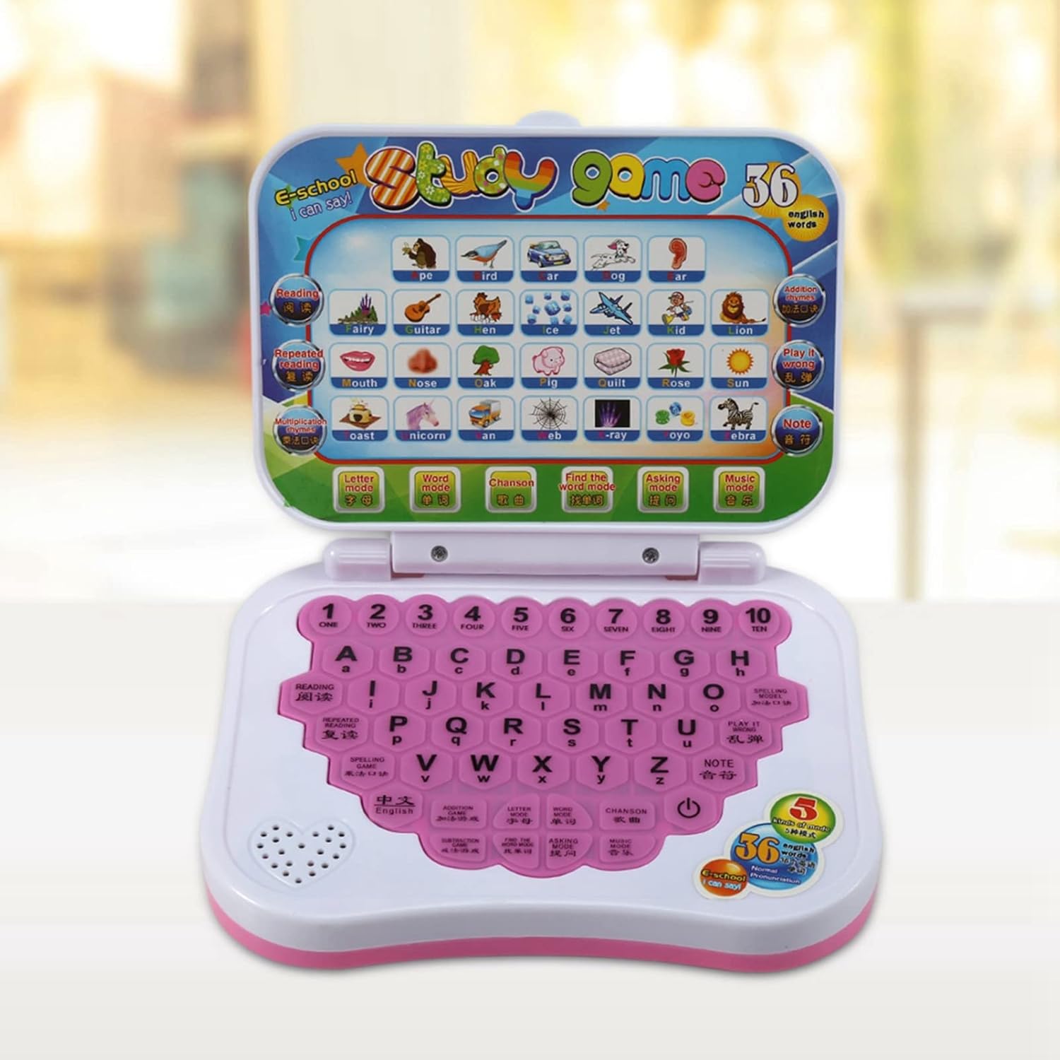 Alomejor Portátil para niños, bebé bilingüe educativo electrónico aprendizaje juguetes niños juego de computadora para regalos