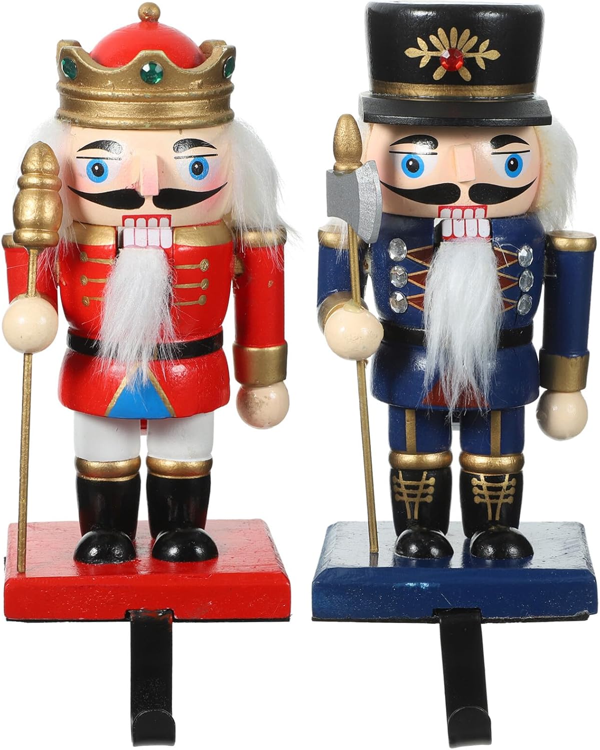 NOLITOY 2 soportes para calcetines de cascanueces de Navidad para chimenea, mantel de pared, ganchos colgantes de Navidad para calcetines,