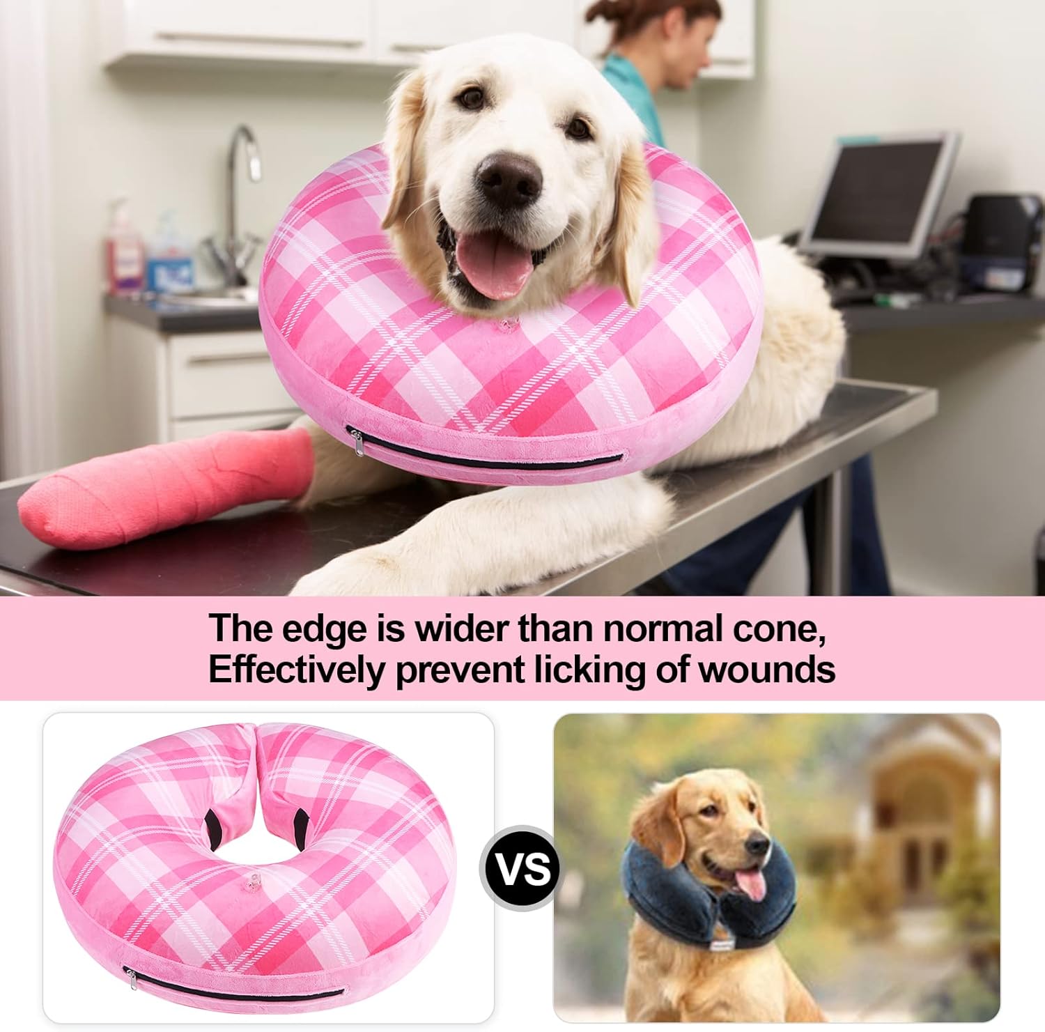 BEAUTYZOO Collar inflable con cono para perros pequeños, medianos y grandes, collar electrónico suave para recuperación de mascotas, alternativa