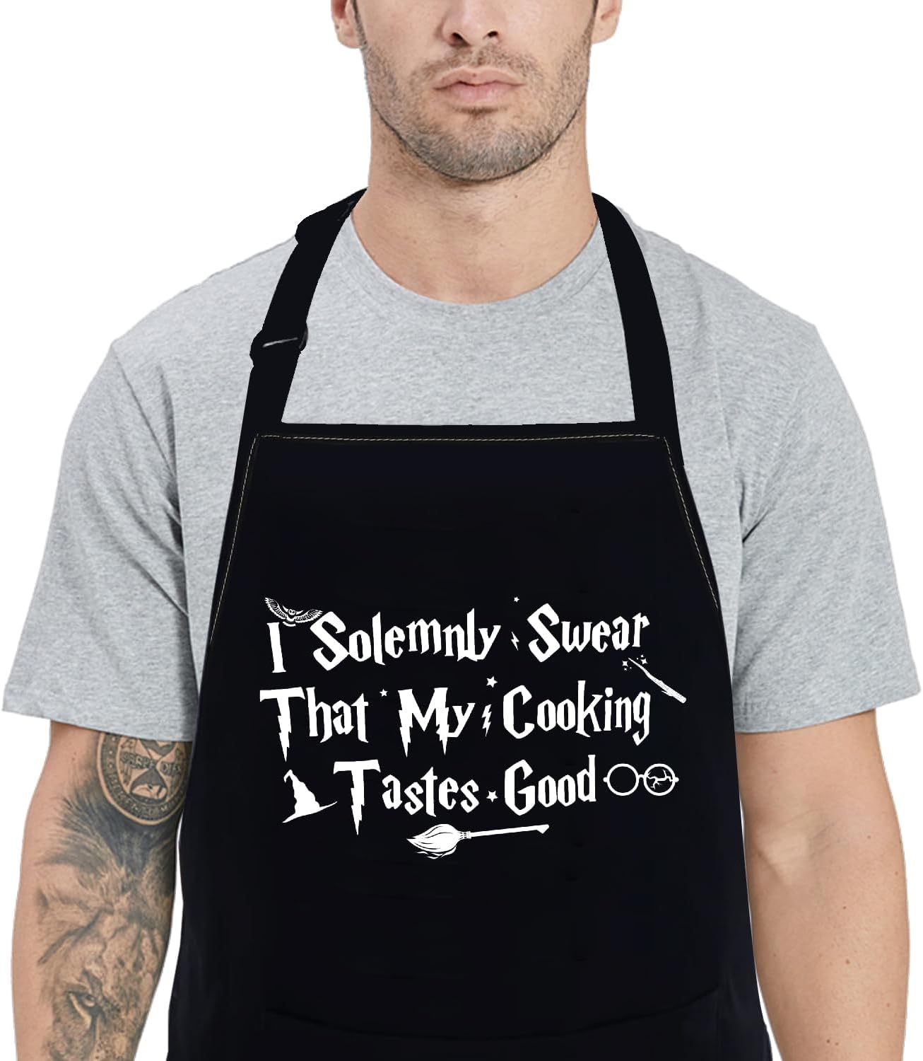 POFULL Delantal de mago I Solemnly Swear My Cooking Tastes Good Apron Halloween Theme Gift