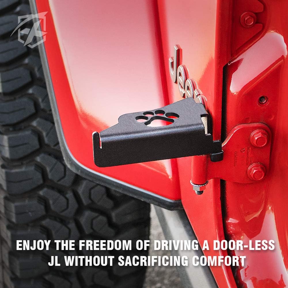 Xprite Estribos de acero de metal para puerta delantera, pedales de reposapiés para Jeep Wrangler JL JLU 2018-2021, 1 par