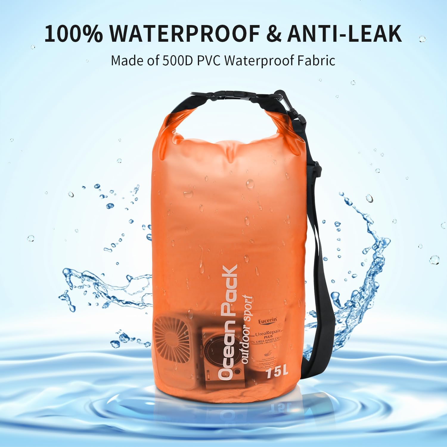 Bolsa seca impermeable para mujeres y hombres, bolsa de almacenamiento ligera y seca de 10 L15 L, saco flotante con funda impermeable para teléfono,