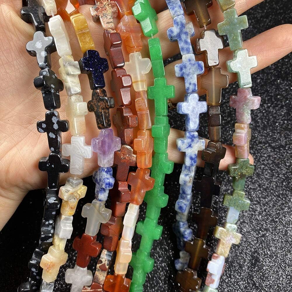 Cuentas de ágata de piedra natural, cuentas sueltas de ópalo de cristal en forma de cruz, cuentas sueltas para hacer joyas, collares, pulseras,