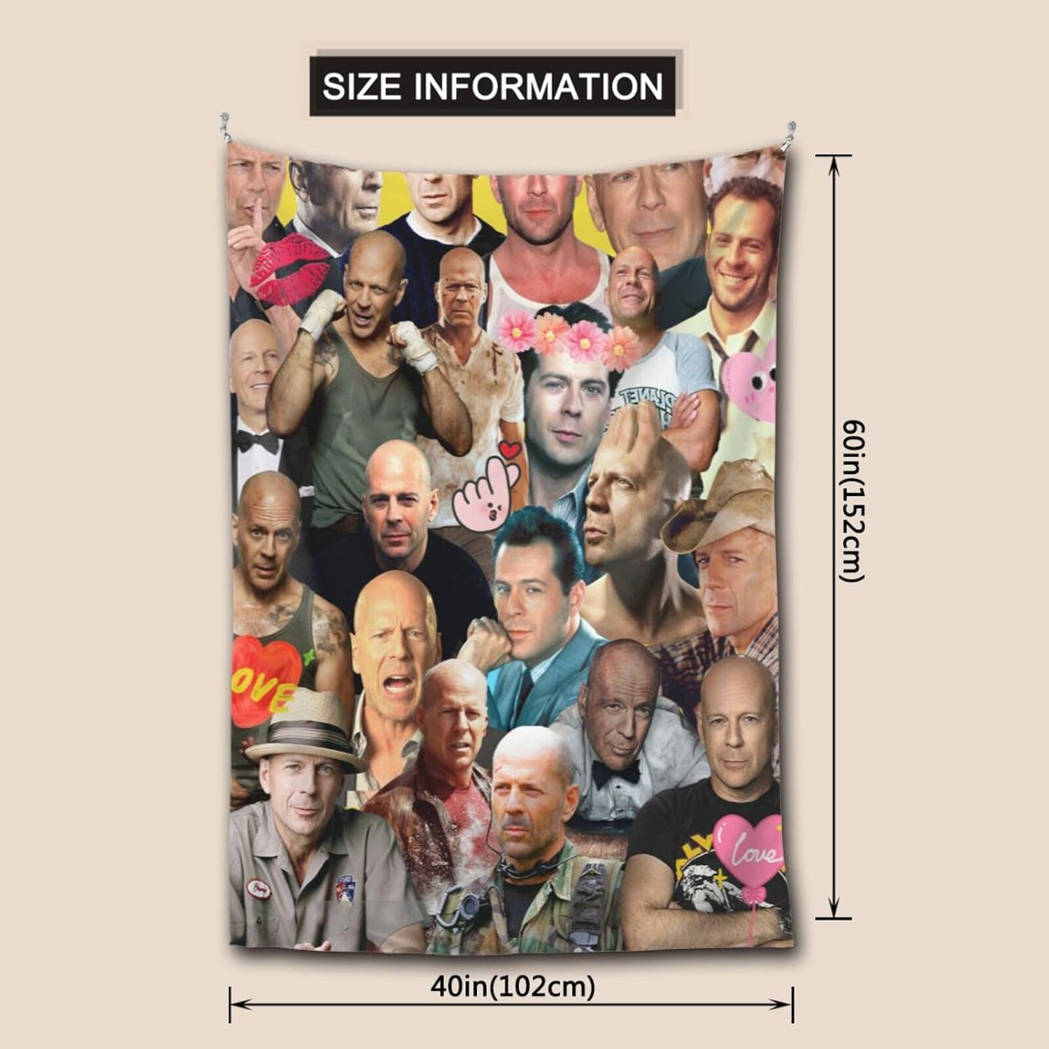 zyqubaw Tapiz de Bruce Willis para colgar en la pared, póster para dormitorio, sala de estar, decoración de dormitorio universitario, habitación,