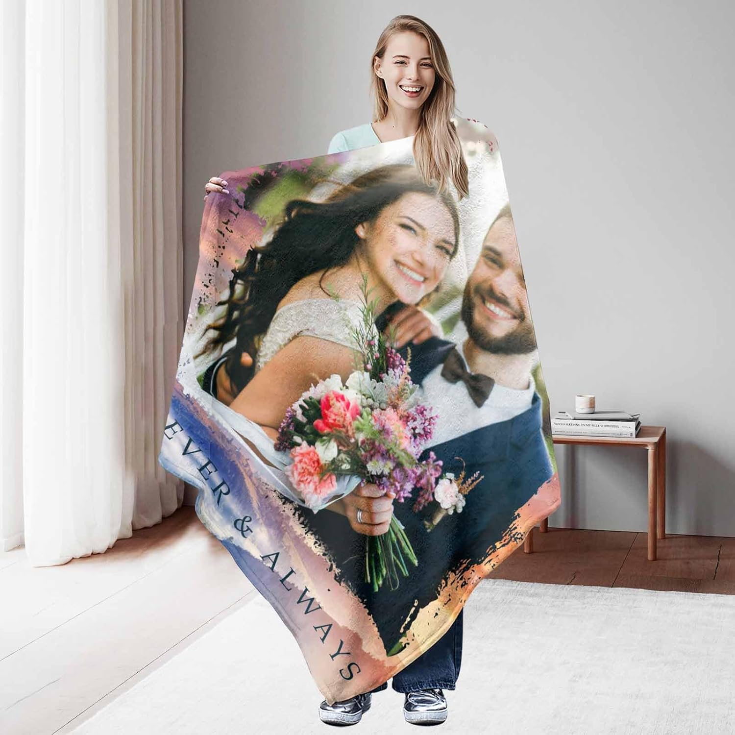 D-Story Manta personalizada con foto regalos personalizados para parejas fabricada en Estados Unidos, manta de fotos personalizada, cumpleaños,