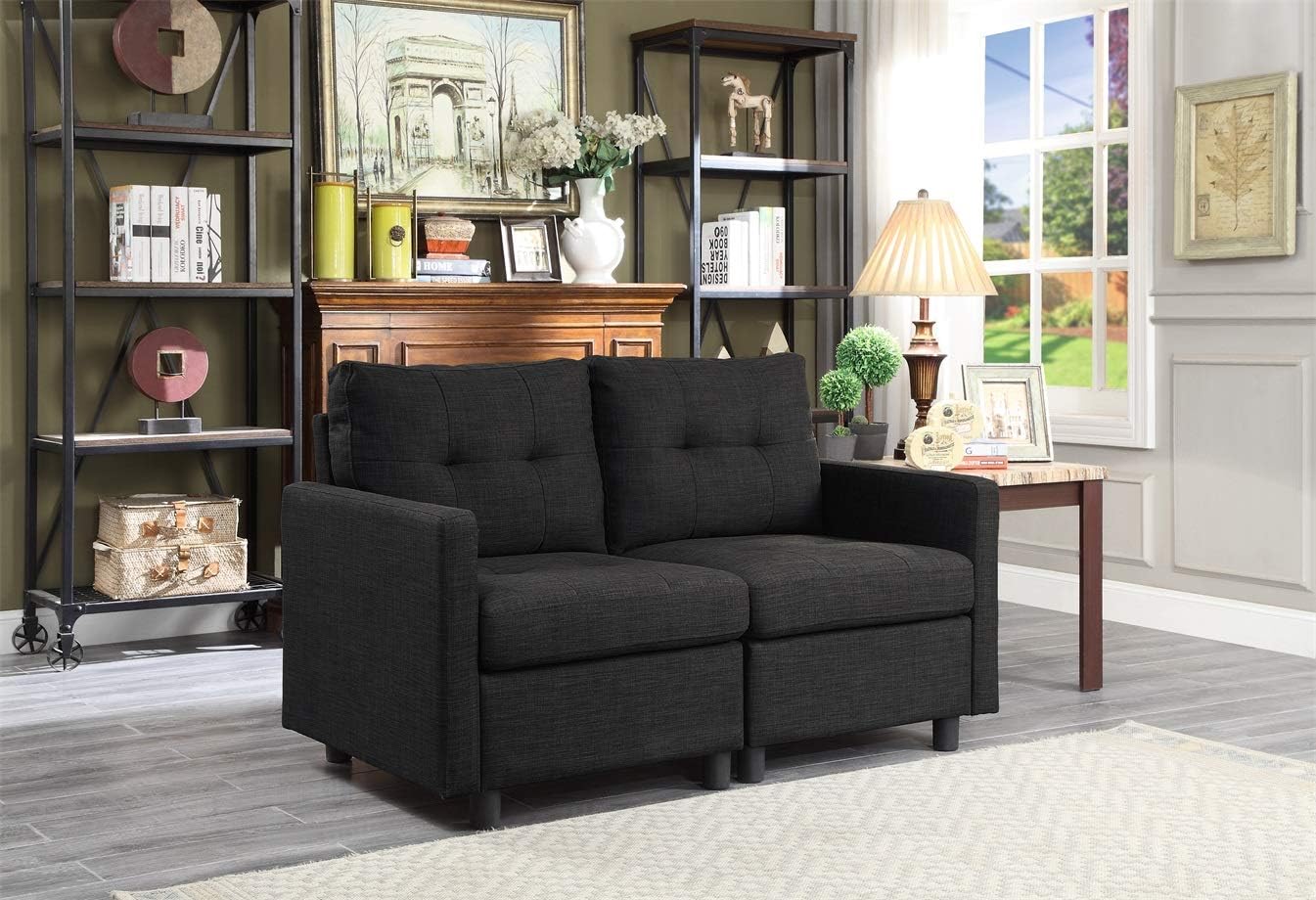 BEEY Asientos de brazo izquierdo para sofá seccional modular,Silla orientada al brazo izquierdo,Gris oscuro