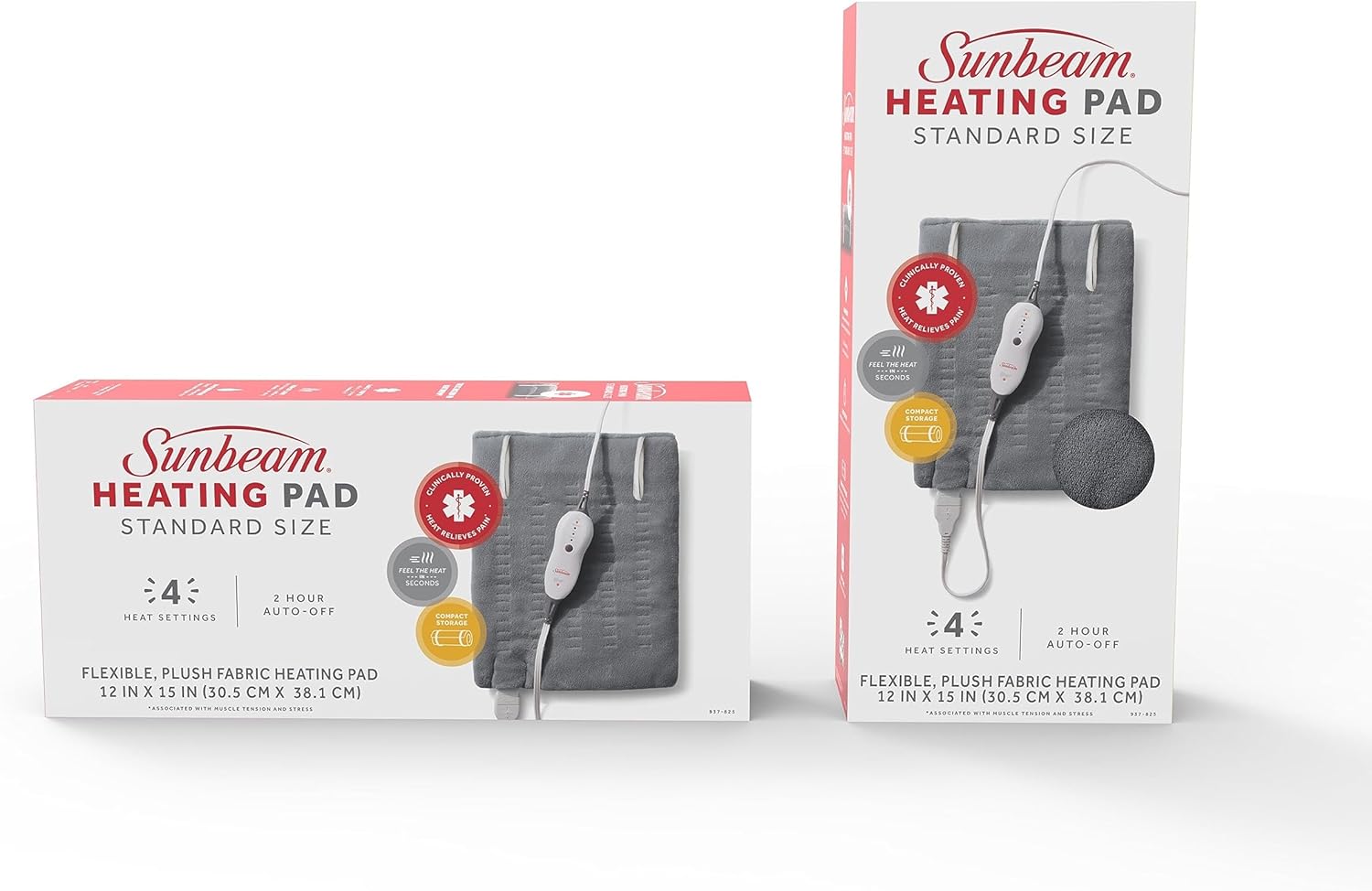 Sunbeam Almohadilla térmica para aliviar el dolor de espalda, cuello, calambres menstruales y hombros con Storange compacto y apagado automático,