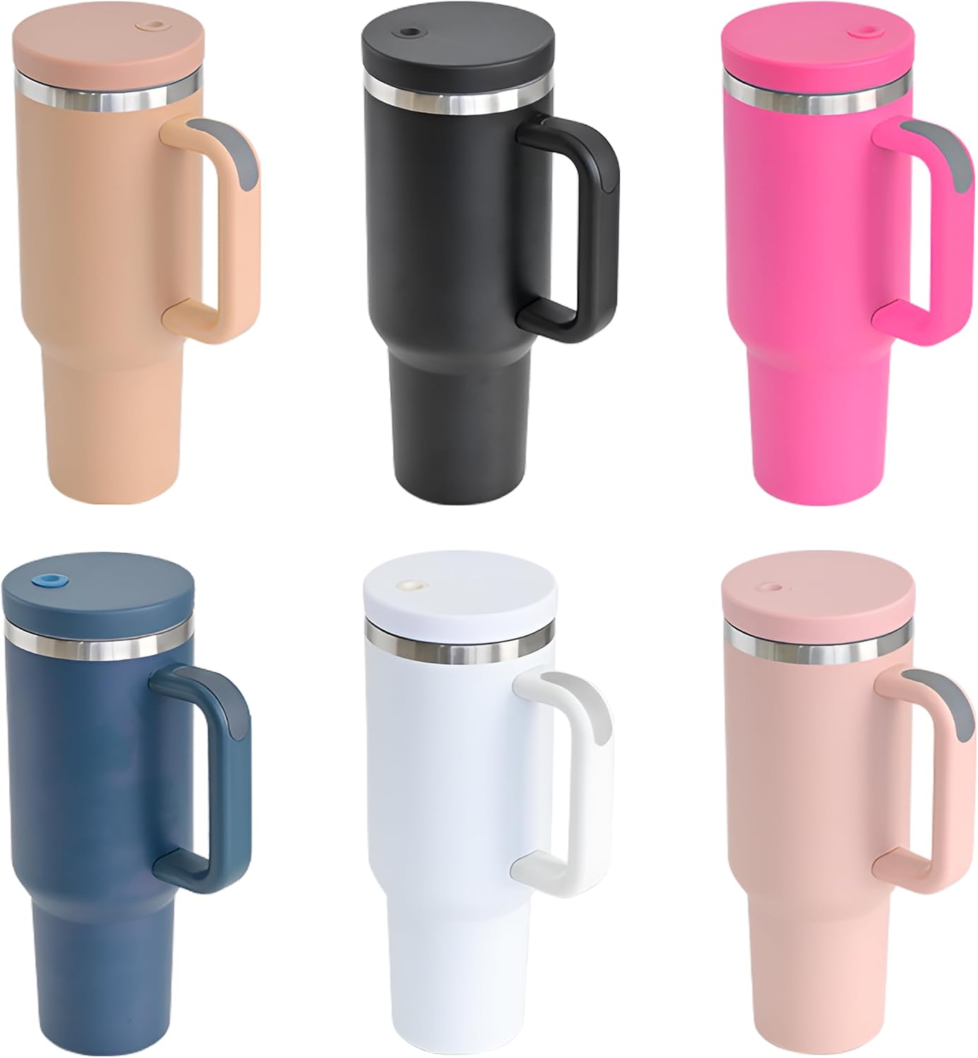 Refresh – Vaso de 40 onzas con asa y tapa con popote para agua, café o té helado, batido y más, botella de agua de acero inoxidable aislada al