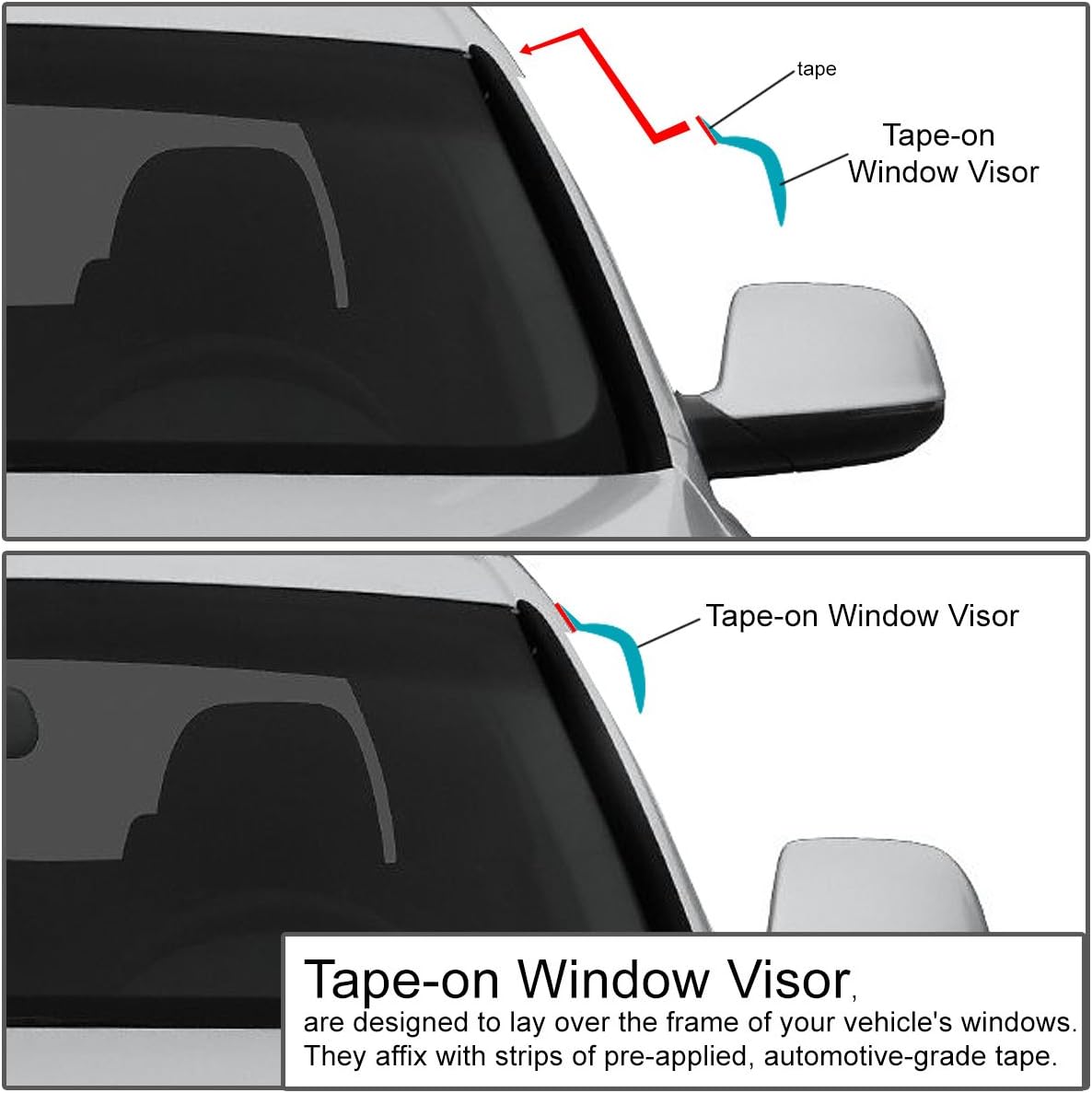 DNA MOTORING WVS-038 – Deflector de ventana de ventilación de humo oscuro, protector contra la lluviasol, 4 piezas, 1 paquete