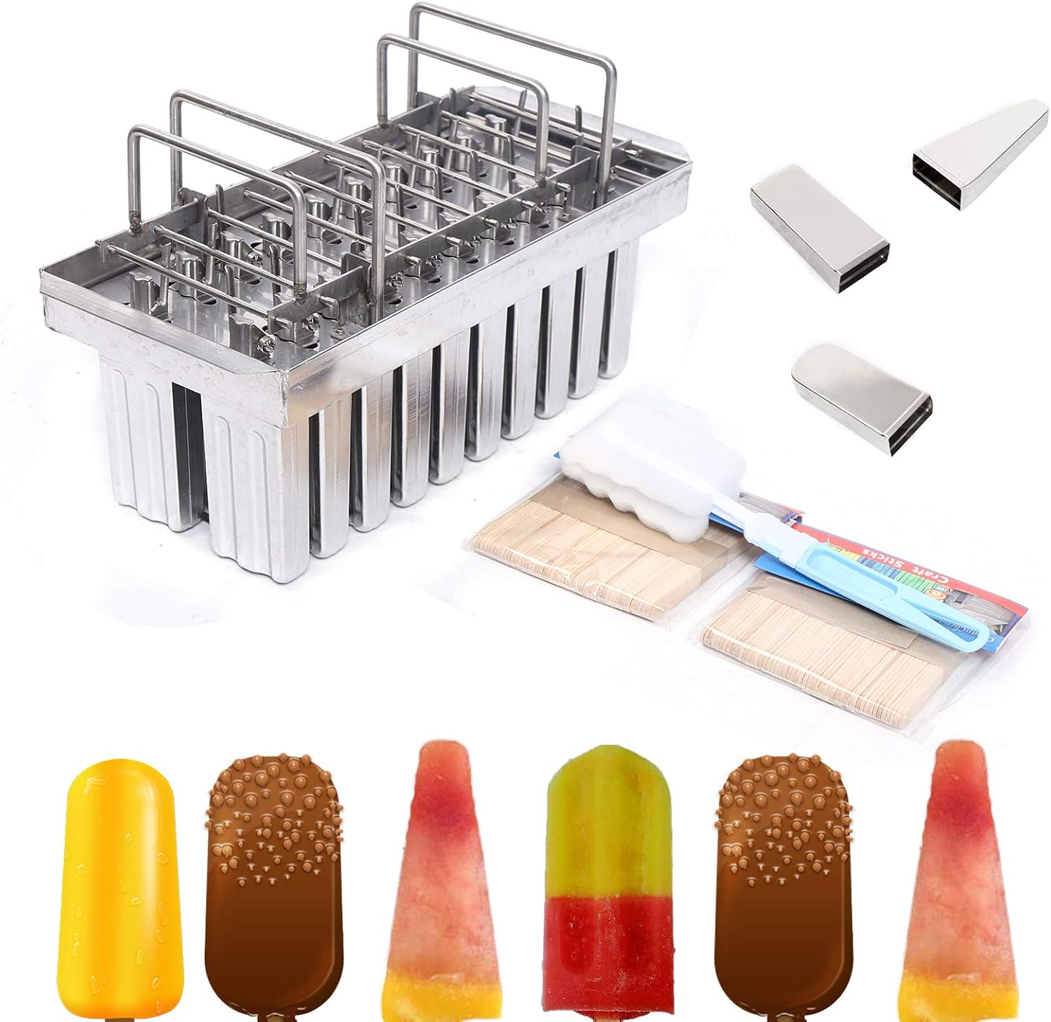 20 moldes para paletas de acero inoxidable, paquetes de moldes de acero inoxidable, moldes para paletas de helado, moldes para paletas de paletas de