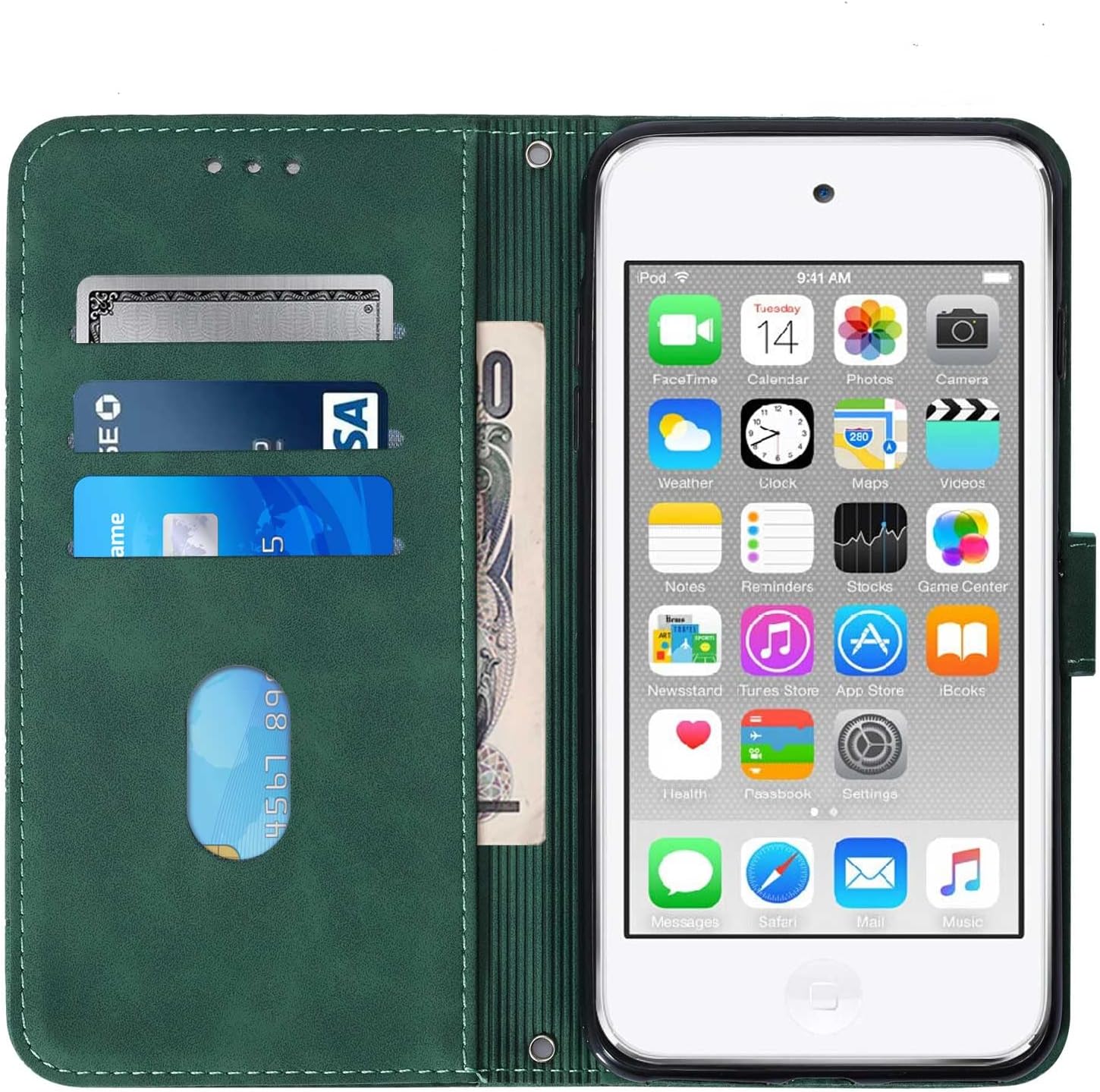 Funda para iPod Touch 7, funda para iPod Touch 6, funda Touch 5, cartera de piel sintética, tarjetero magnético, función atril, a prueba de golpes,