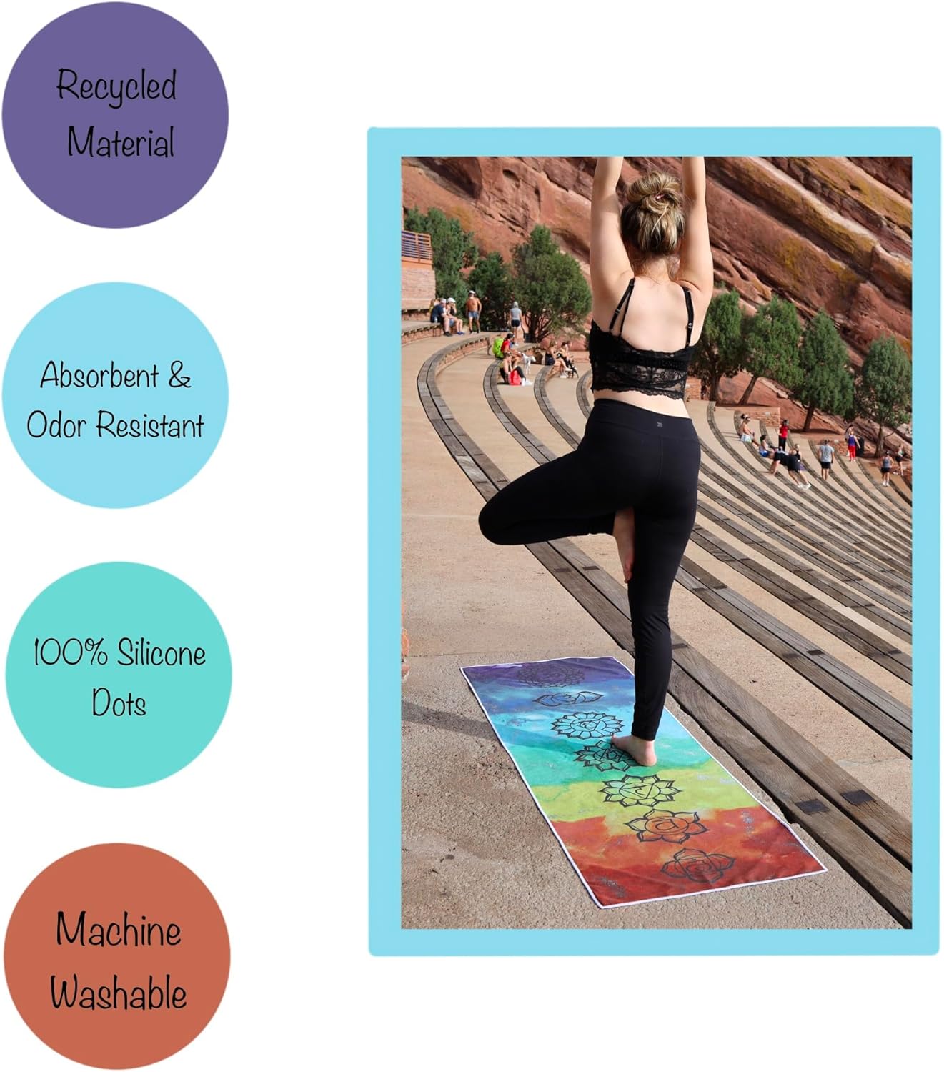 MIND BODY ART Toalla de yoga  Toalla para esterilla de yoga  Toallas de yoga para yoga caliente antideslizante  Toalla de yoga caliente  con