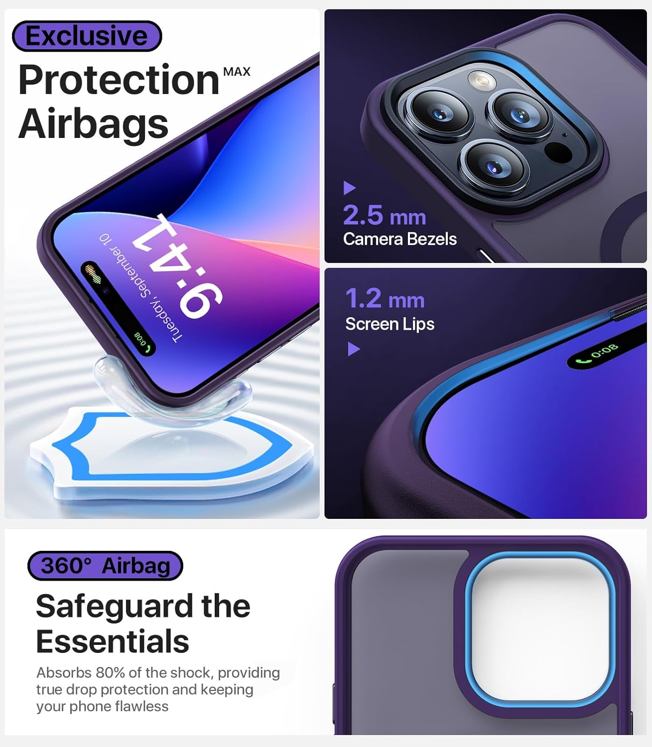 Funda magnética para iPhone 12 Pro Max, probada en caídas militares de 10 pies compatible con MagSafe, a prueba de golpes, funda protectora de