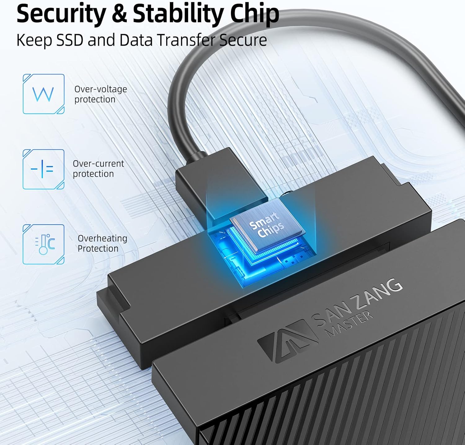 Carcasa para disco duro de 2.5 pulgadas, USB 3.0 a SATA III de 5 Gbps de transmisión de alta velocidad para caja de disco duro SSD de 0.276-0.374