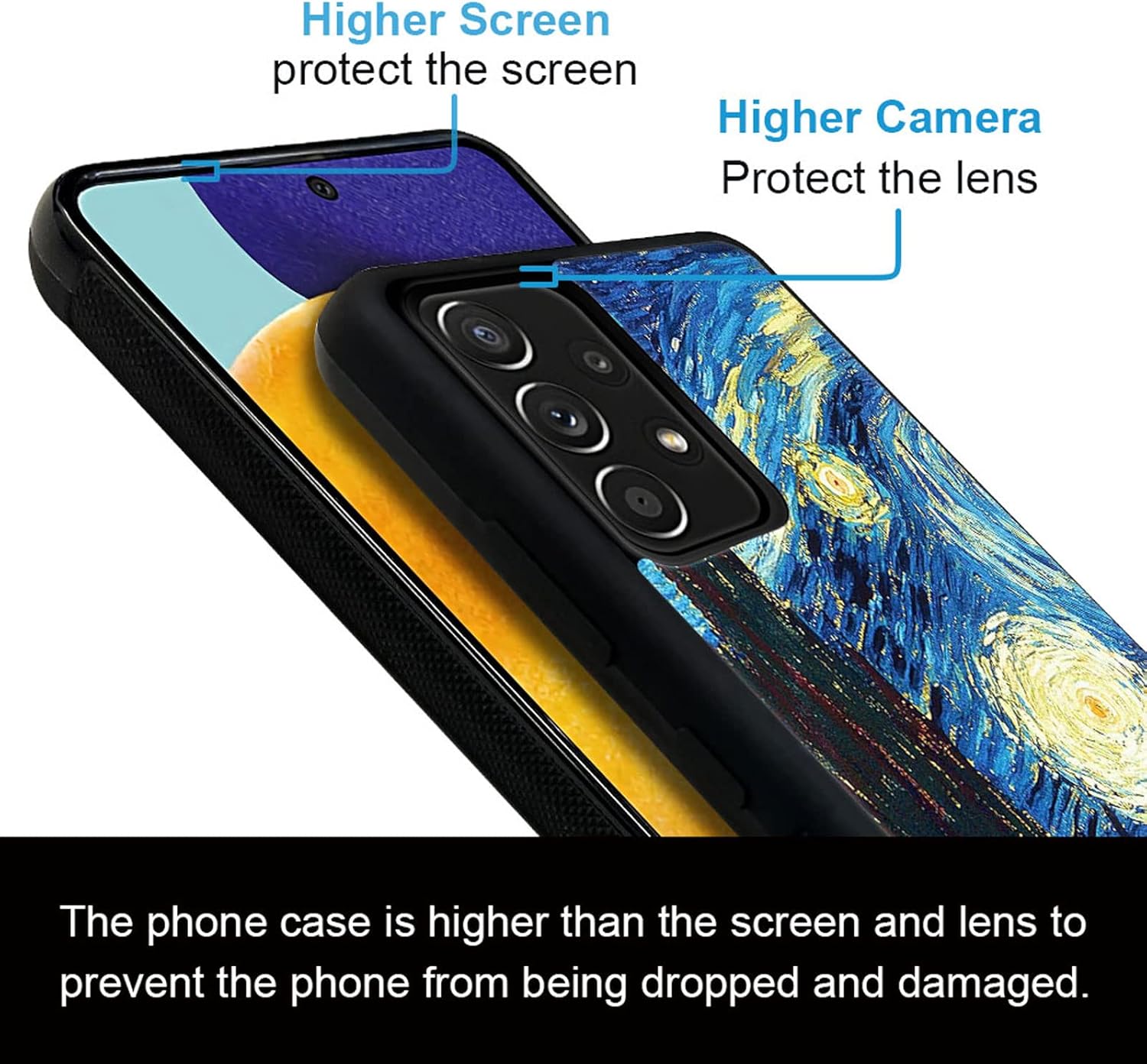 CARLOCA Funda compatible con Samsung Galaxy A53 5G, diseño gráfico de identidad de aceite de noche estrellada, a prueba de golpes, antiarañazos,