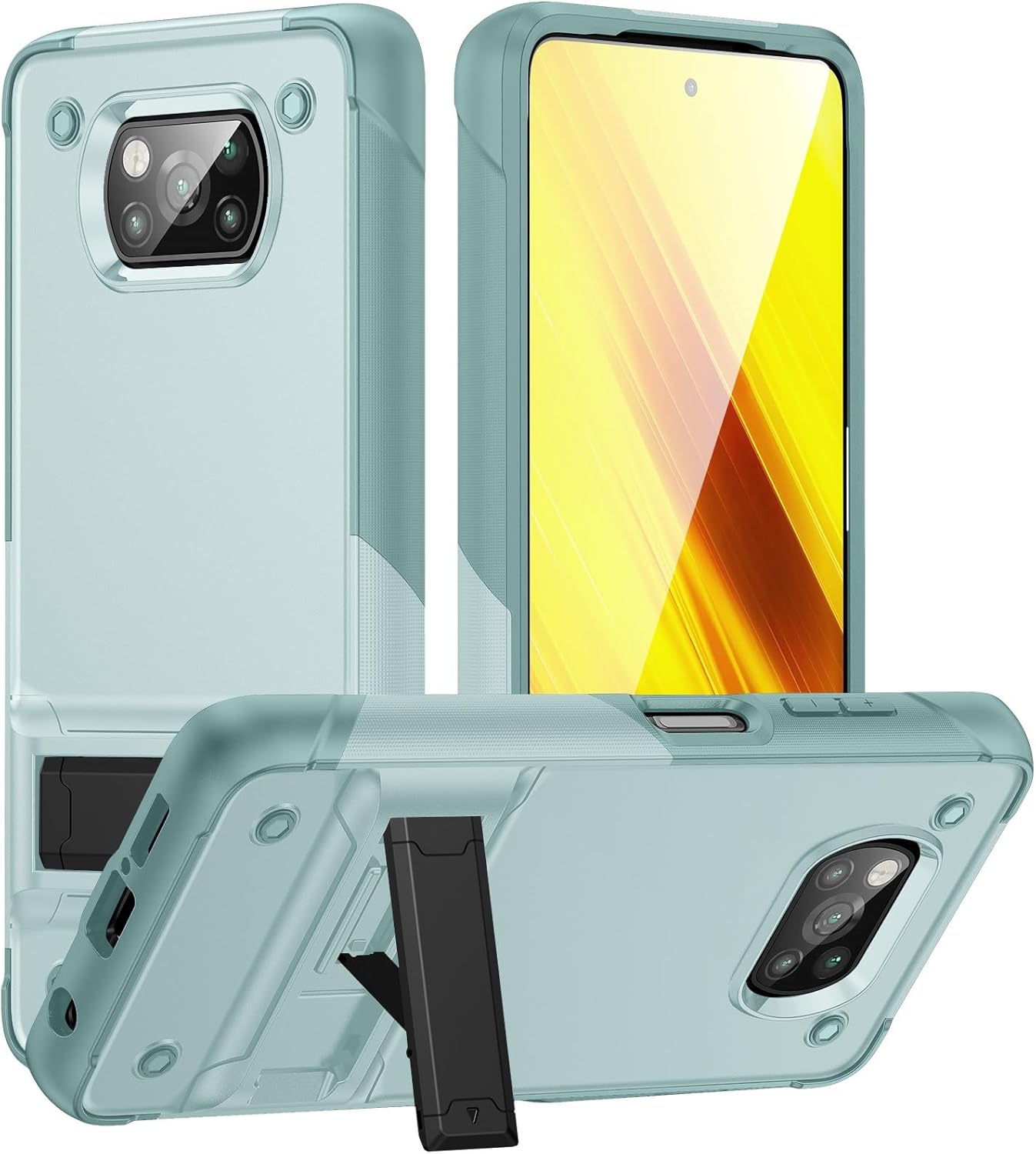 Funda protectora militar compatible con Xiaomi Poco X3 NFCPoco X3Poco X3 Pro con soporte, funda resistente de protección de cuerpo completo a prueba