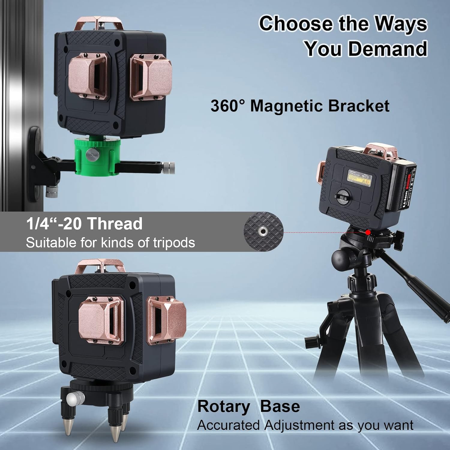 3 niveles láser 360, láser de línea 3D Fancyall con control remoto, nivel láser autonivelante cruzado, línea láser verde horizontal y vertical,