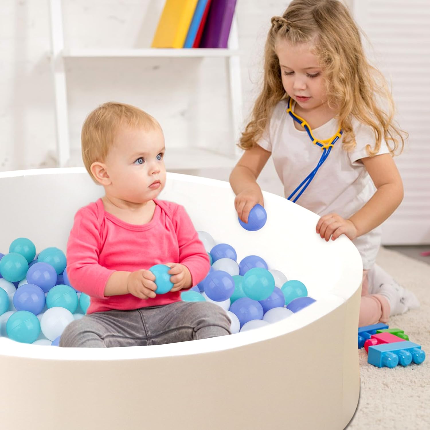 EOSAU 100 pelotas para niños pequeños de 2.16 pulgadas, bolas de océano de colores mixtos, juguetes de bebé para piscina, casa de juegos, decoración