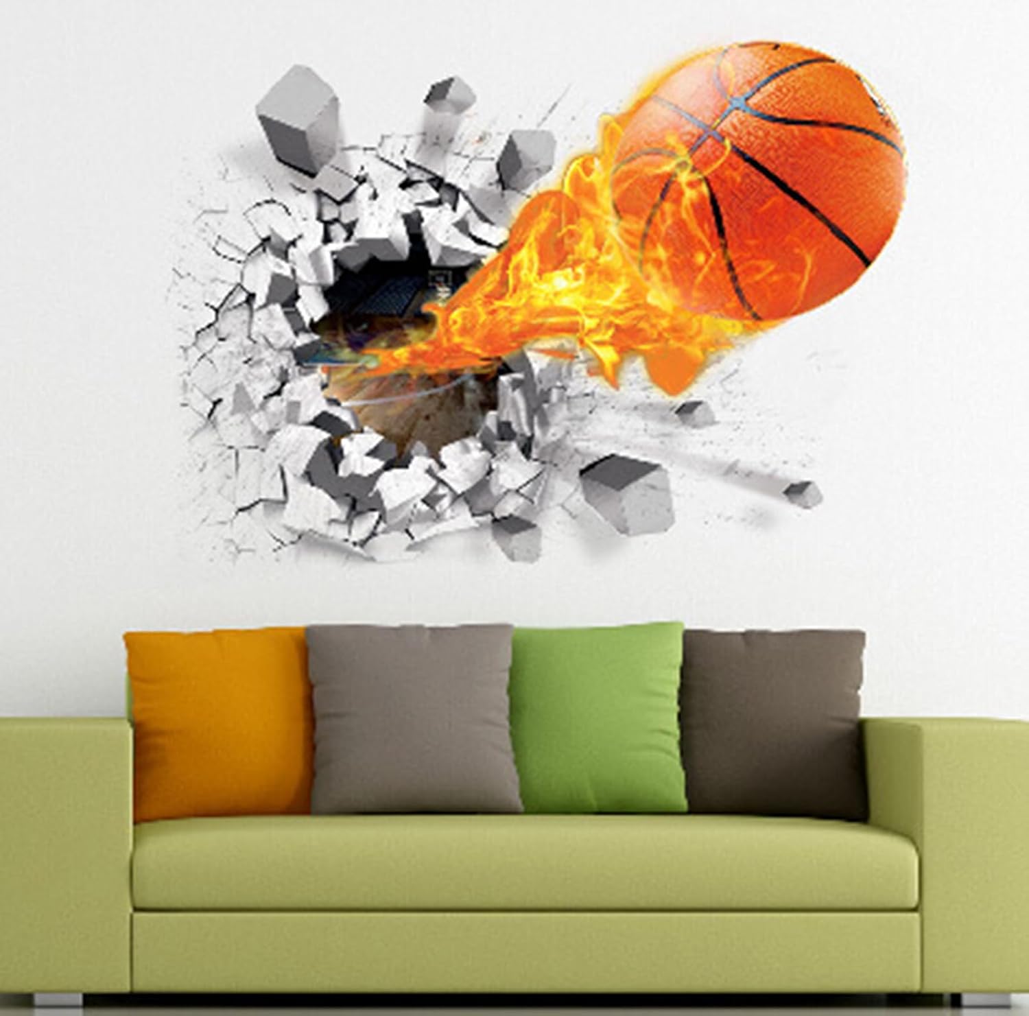 HINIHAO Adhesivo decorativo 3D autoadhesivo extraíble para pared (baloncesto 3D)