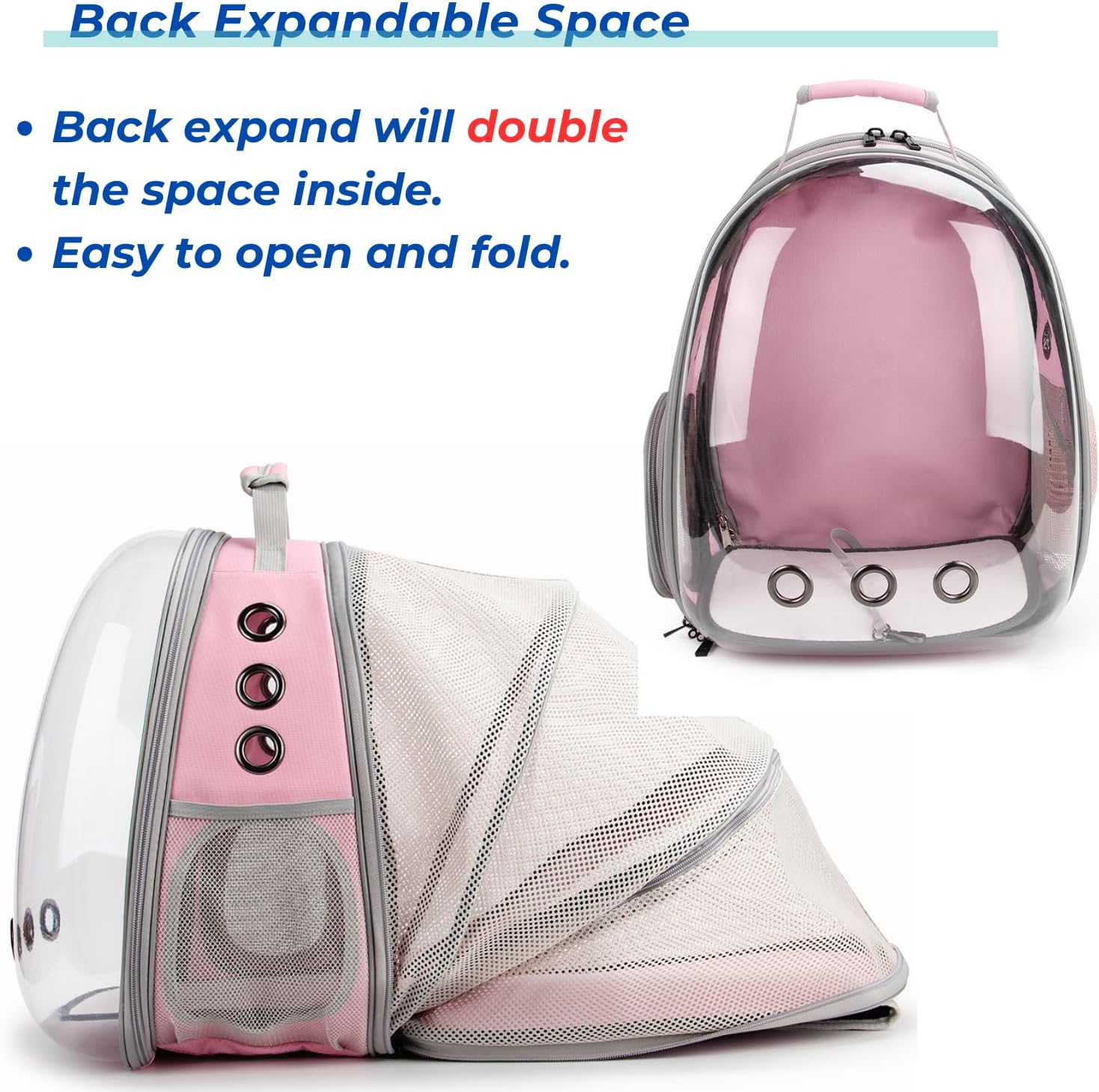Lollimeow – Mochila para transporte de mascotas, mochila de burbuja para transportar gatos y cachorros, aprobada para aerolíneas, diseñada para