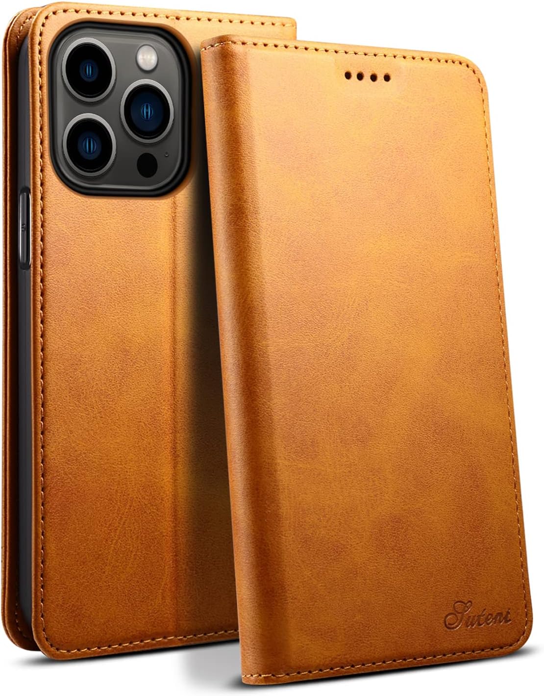 Funda para iPhone 15 Pro, funda de piel sintética de lujo con función atril y tarjetero magnético, a prueba de golpes, funda protectora para iPhone