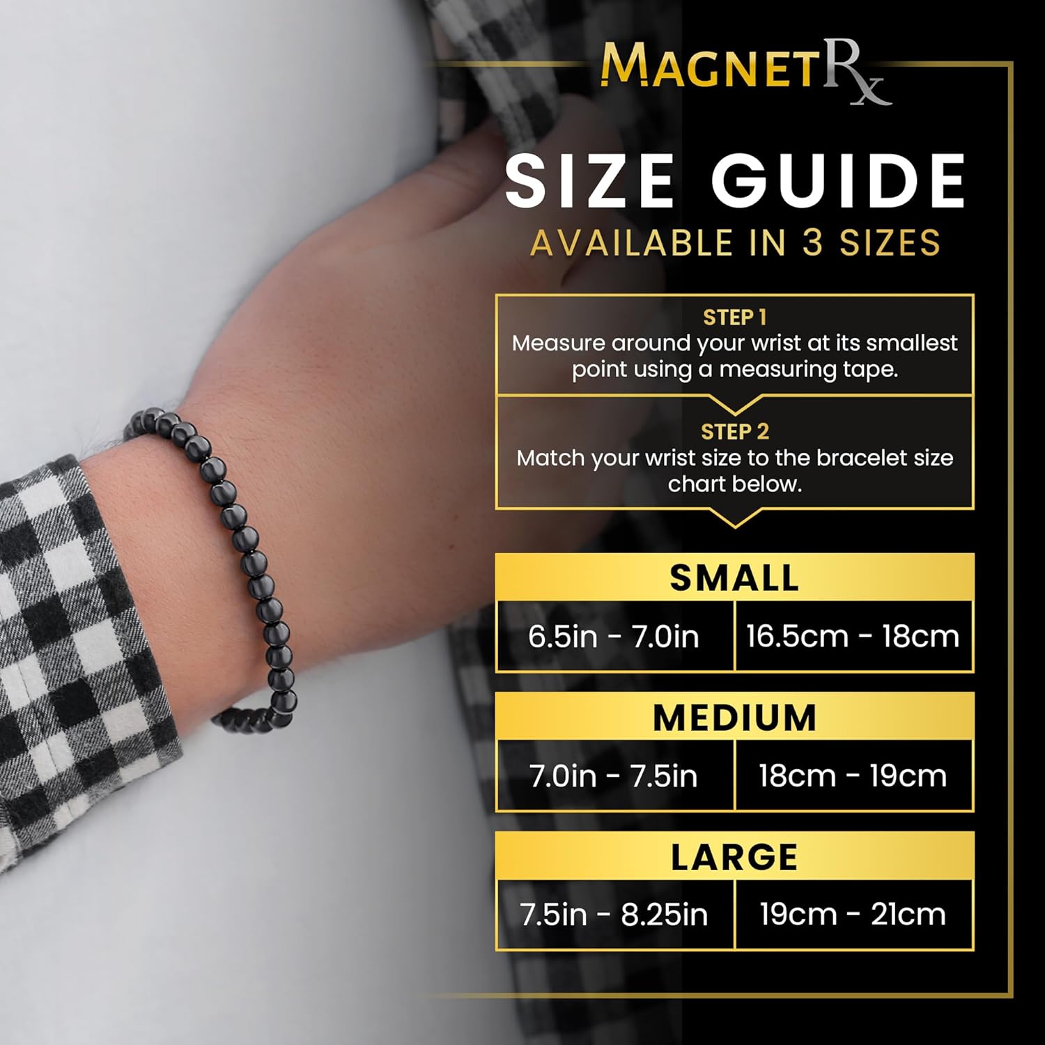 MagnetRX Pulsera magnética de hematita, piedras magnéticas de fuerza máxima, elegantes pulseras magnéticas de hematita con cuentas, Hematita,